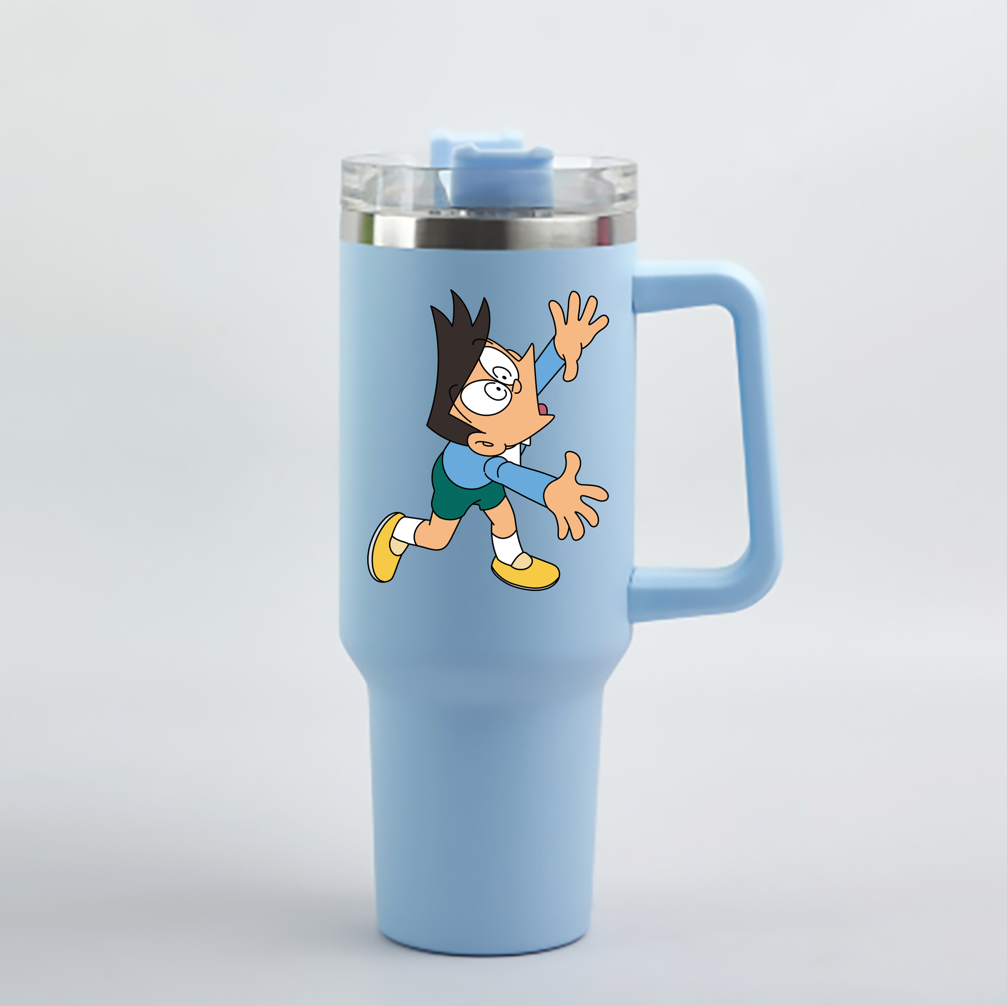 （画像用） ドラえもん 骨川 スネ夫 Doraemon Honekawa Suneo 1200mL車用タンブラー - クリスタルステッカー（プラスチックストロー付き）