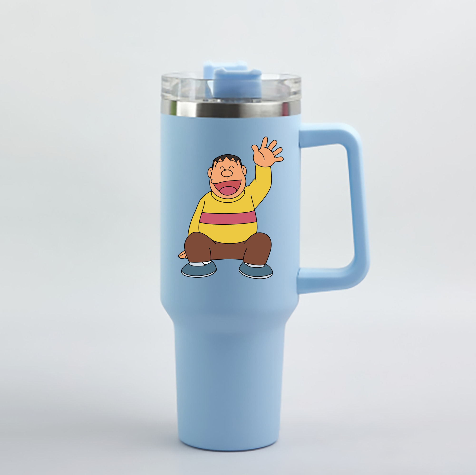 （画像用） ドラえもん 剛田武 Doraemon Gouta Takeshi 1200mL車用タンブラー - クリスタルステッカー（プラスチックストロー付き）