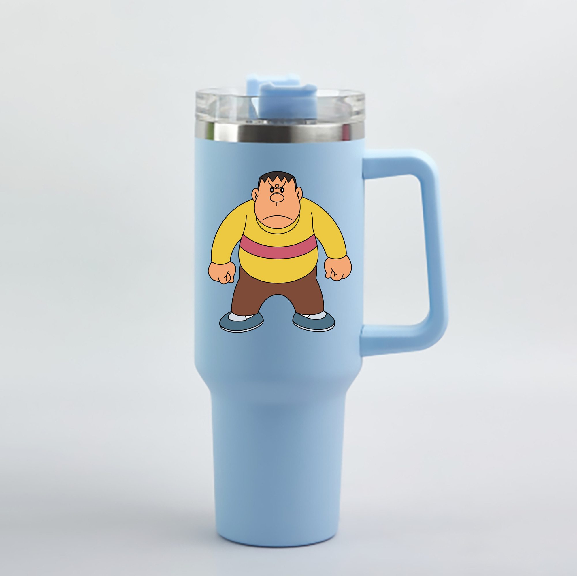 （画像用） ドラえもん 剛田武 Doraemon Gouta Takeshi 1200mL車用タンブラー - クリスタルステッカー（プラスチックストロー付き）