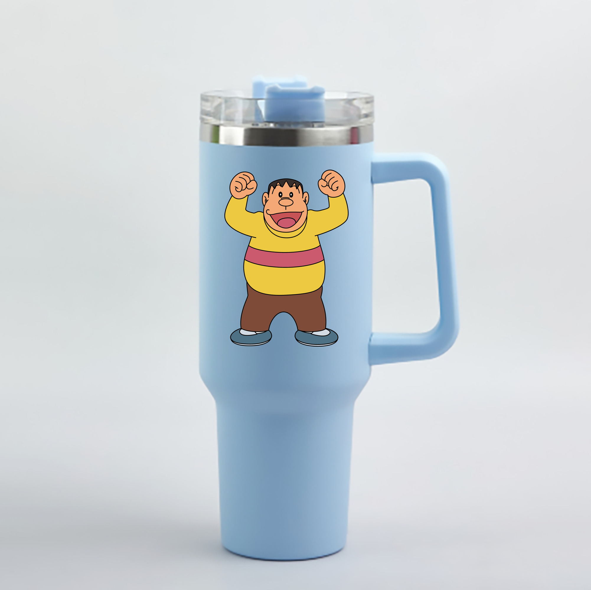 （画像用） ドラえもん 剛田武 Doraemon Gouta Takeshi 1200mL車用タンブラー - クリスタルステッカー（プラスチックストロー付き）