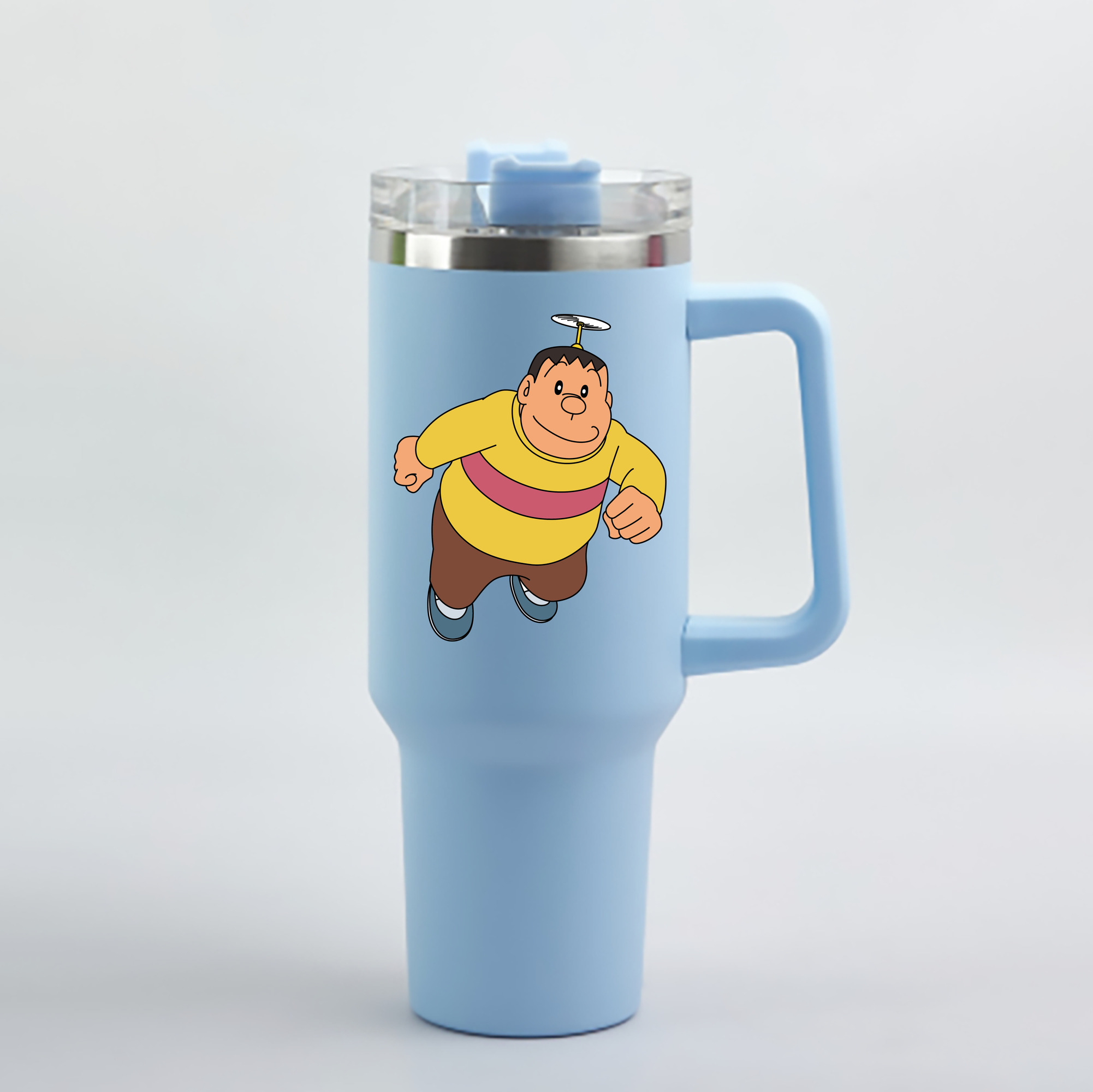 （画像用） ドラえもん 剛田武 Doraemon Gouta Takeshi 1200mL車用タンブラー - クリスタルステッカー（プラスチックストロー付き）