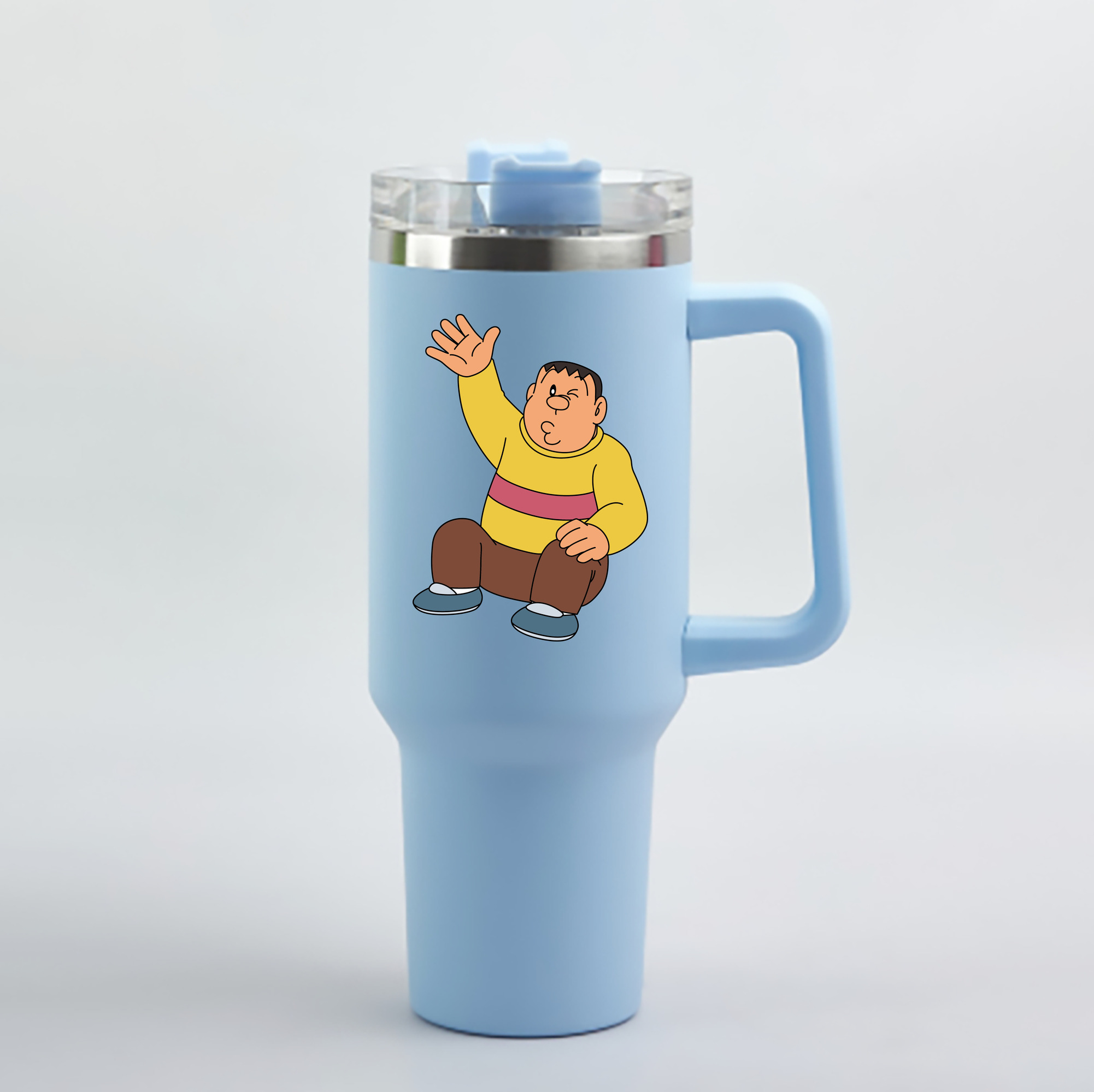 （画像用） ドラえもん 剛田武 Doraemon Gouta Takeshi 1200mL車用タンブラー - クリスタルステッカー（プラスチックストロー付き）