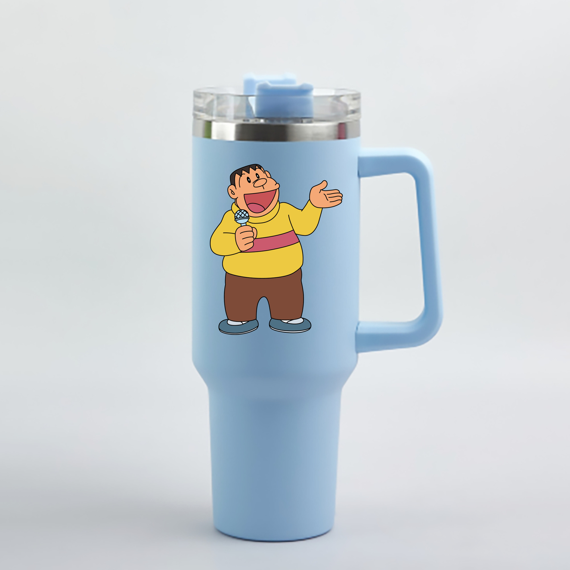 （画像用） ドラえもん 剛田武 Doraemon Gouta Takeshi 1200mL車用タンブラー - クリスタルステッカー（プラスチックストロー付き）