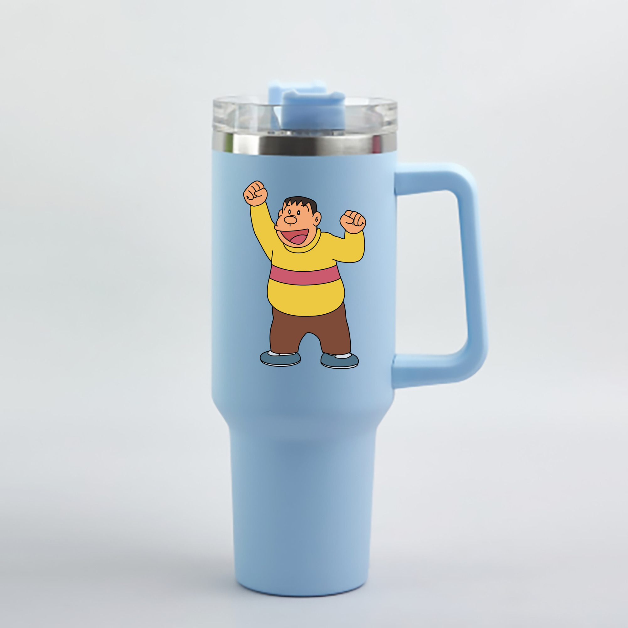 （画像用） ドラえもん 剛田武 Doraemon Gouta Takeshi 1200mL車用タンブラー - クリスタルステッカー（プラスチックストロー付き）