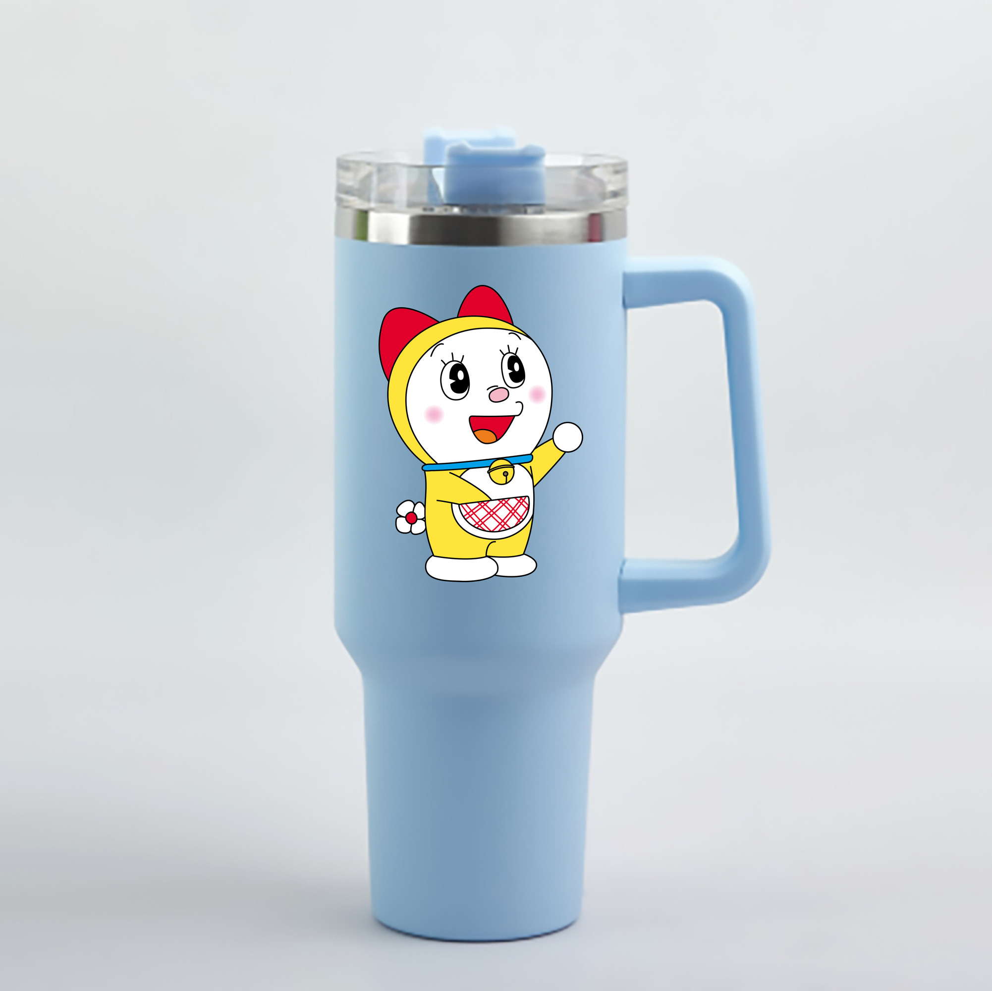 （画像用） ドラえもん ドラミ Doraemon Dorami 1200mL車用タンブラー - クリスタルステッカー（プラスチックストロー付き）