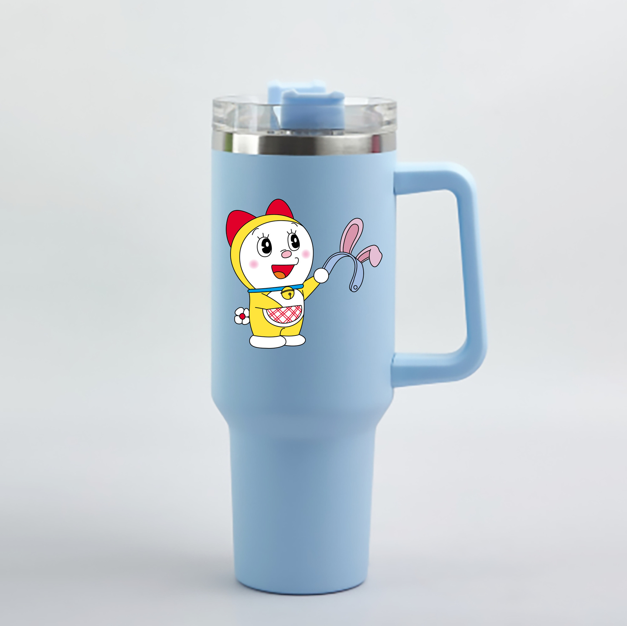 （画像用） ドラえもん ドラミ Doraemon Dorami 1200mL車用タンブラー - クリスタルステッカー（プラスチックストロー付き）