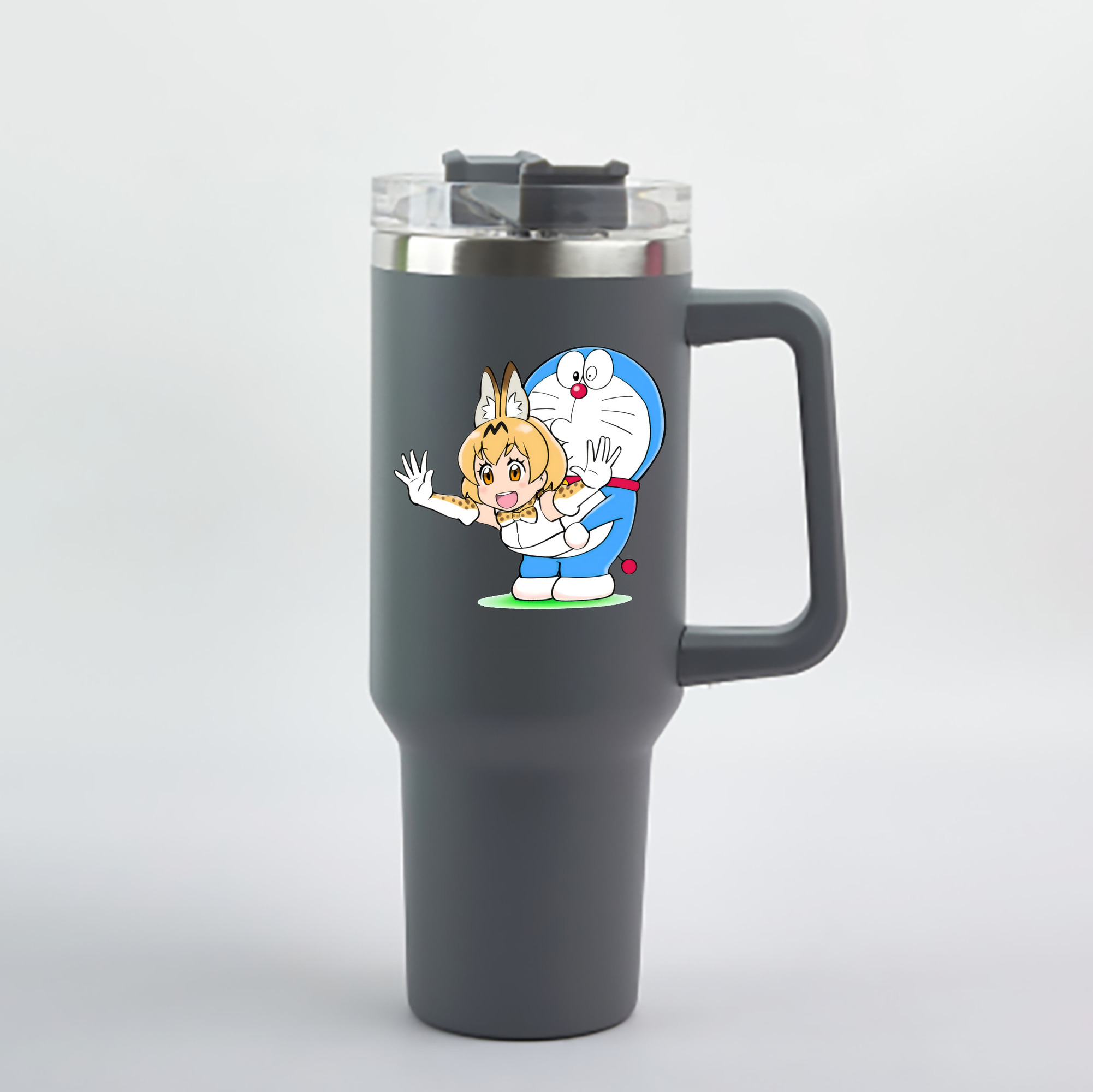 （画像用） ドラえもん Doraemon 1200mL車用タンブラー - クリスタルステッカー（プラスチックストロー付き）