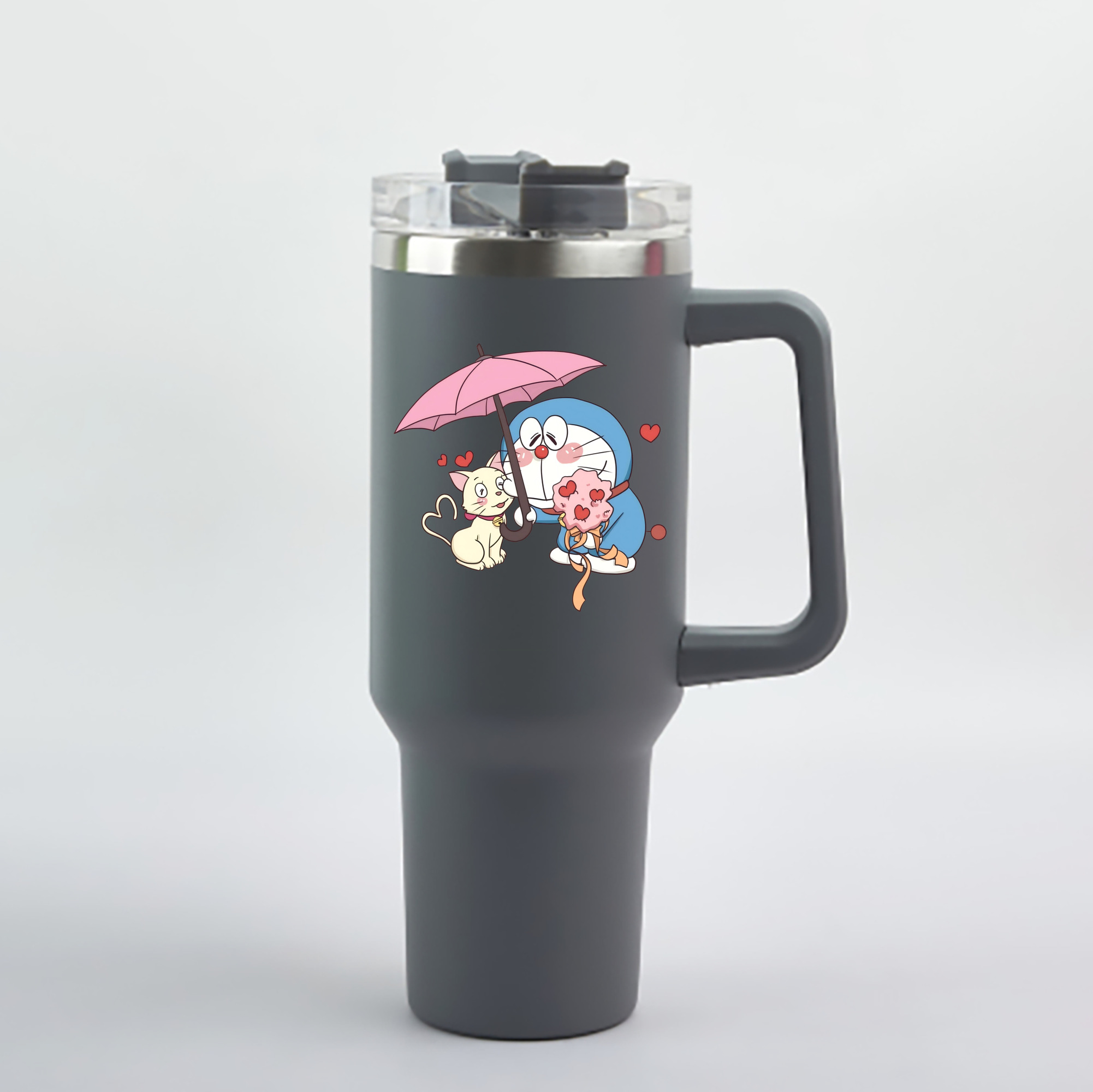 （画像用） ドラえもん Doraemon 1200mL車用タンブラー - クリスタルステッカー（プラスチックストロー付き）