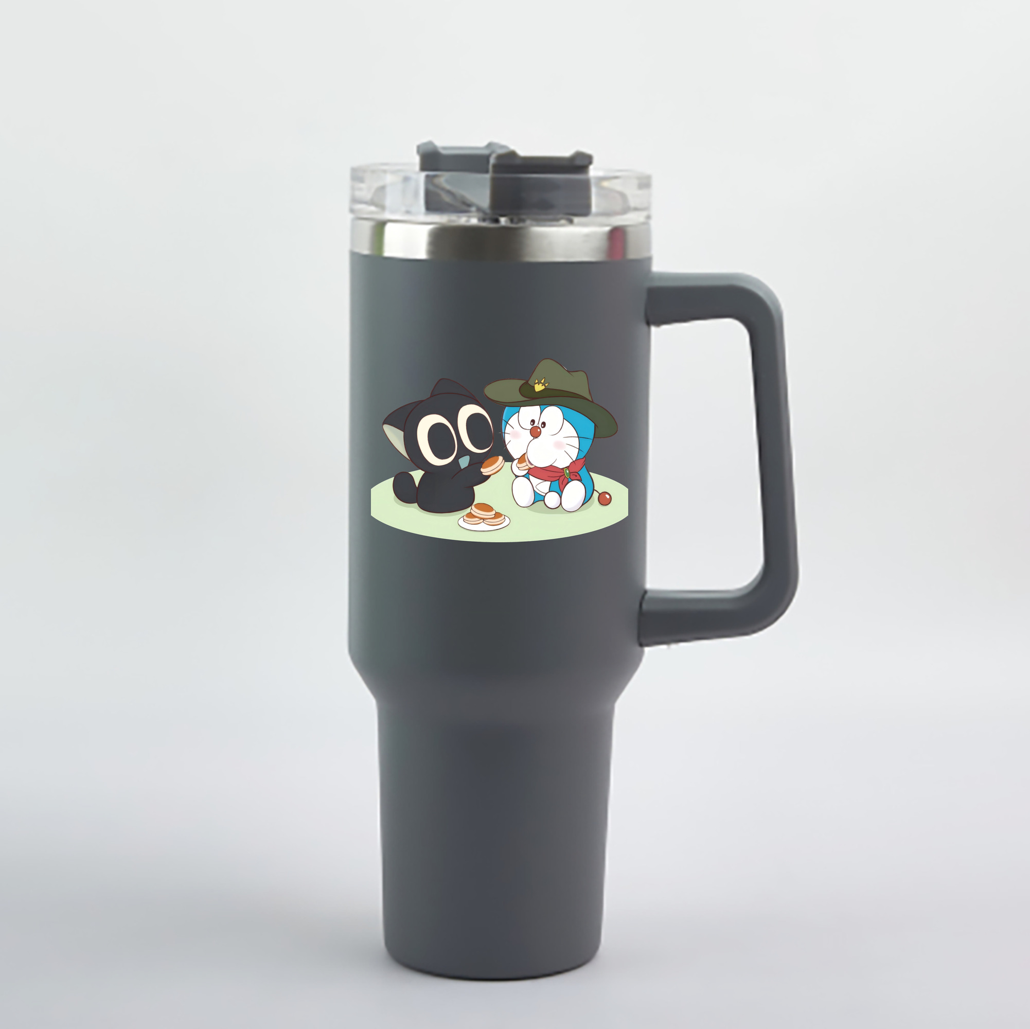 （画像用） ドラえもん Doraemon 1200mL車用タンブラー - クリスタルステッカー（プラスチックストロー付き）