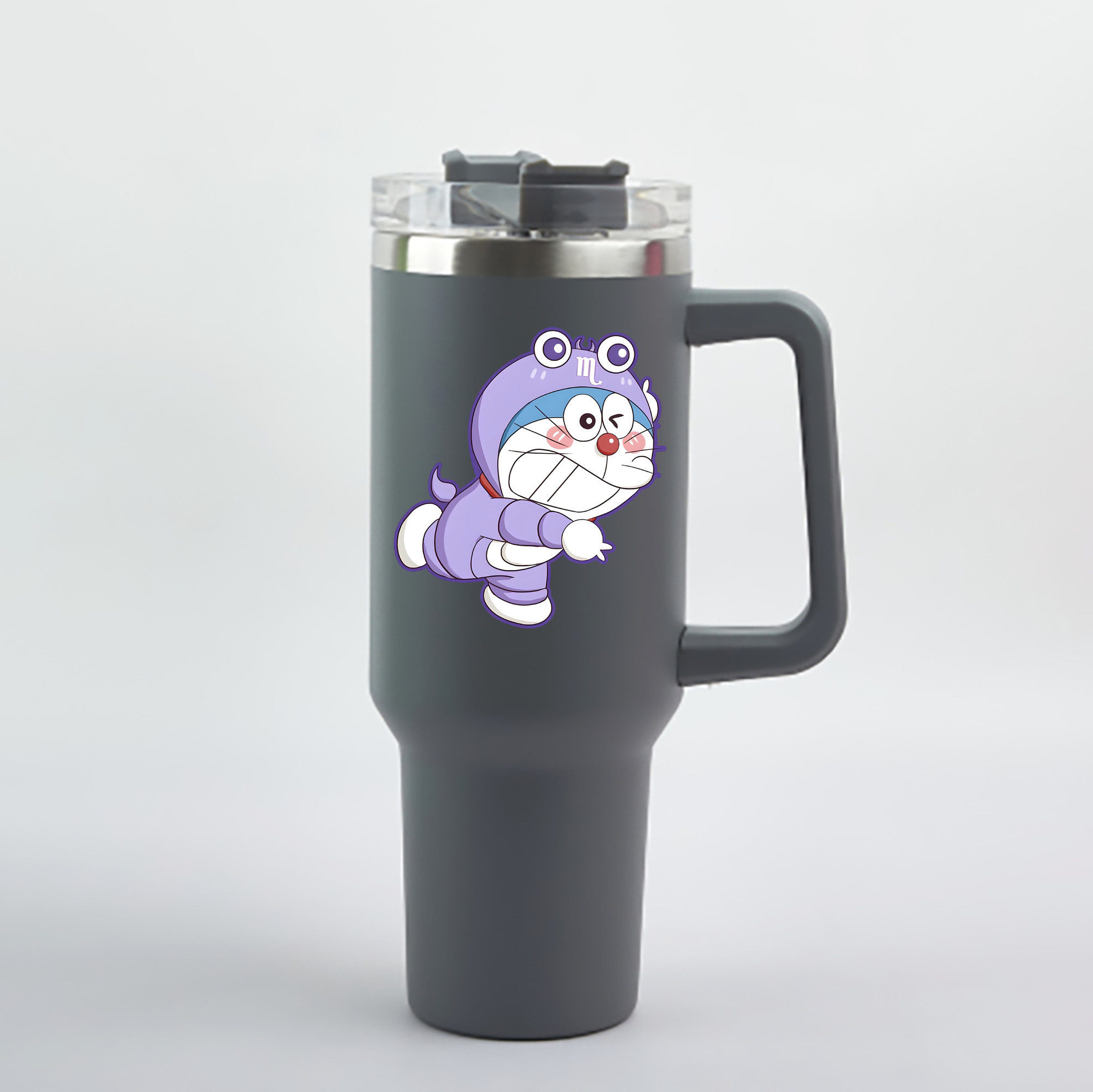 （画像用） ドラえもん Doraemon 1200mL車用タンブラー - クリスタルステッカー（プラスチックストロー付き）