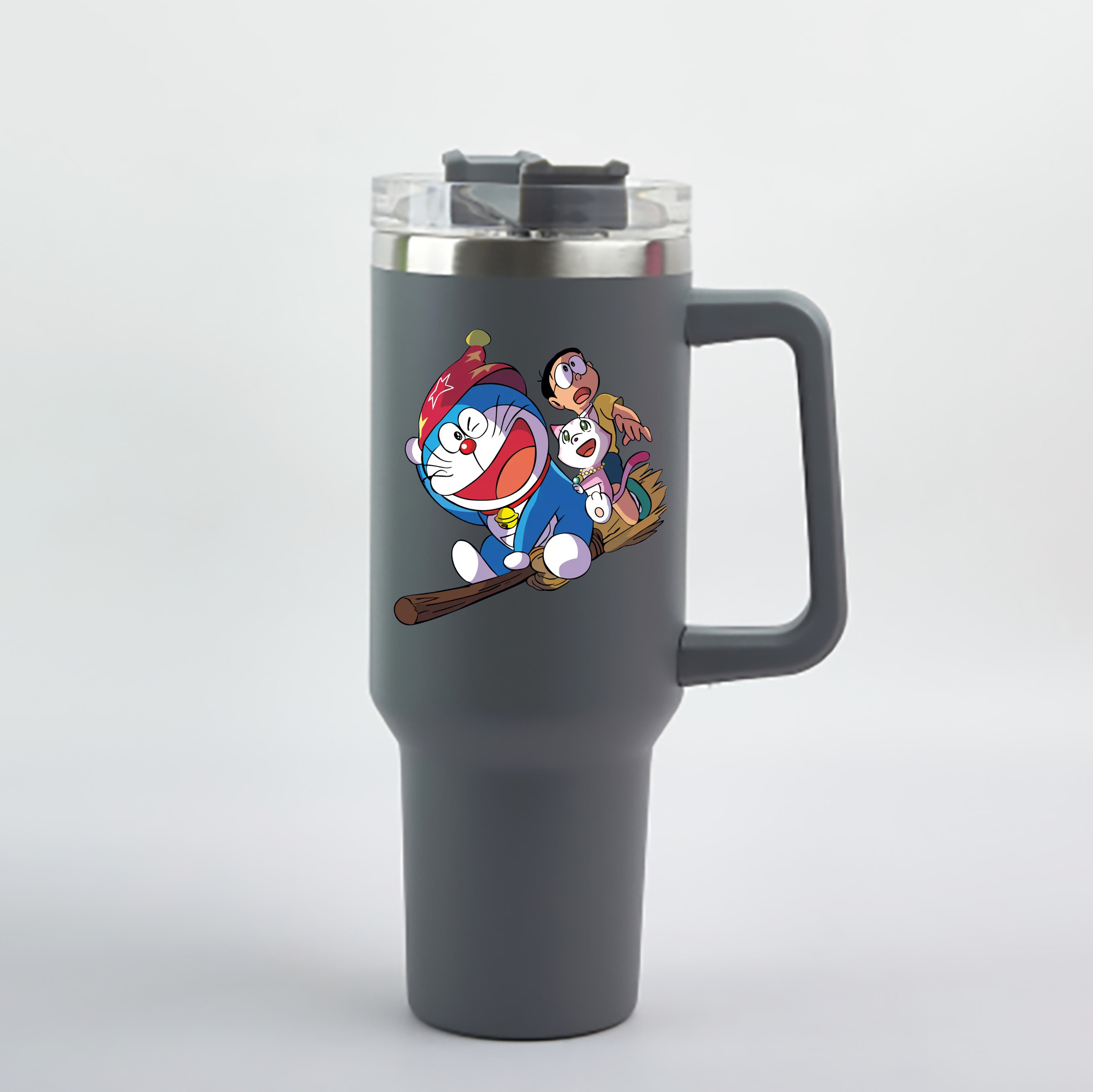 （画像用） ドラえもん Doraemon 1200mL車用タンブラー - クリスタルステッカー（プラスチックストロー付き）