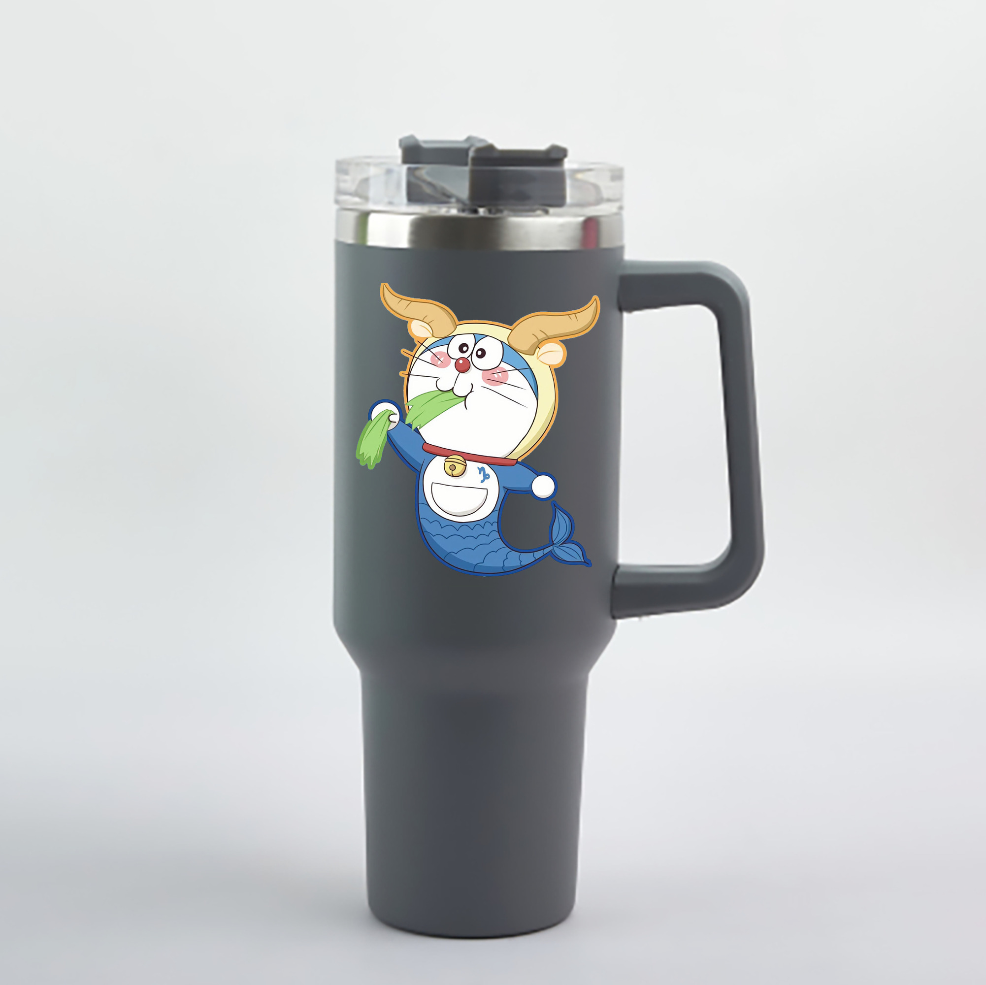 （画像用） ドラえもん Doraemon 1200mL車用タンブラー - クリスタルステッカー（プラスチックストロー付き）