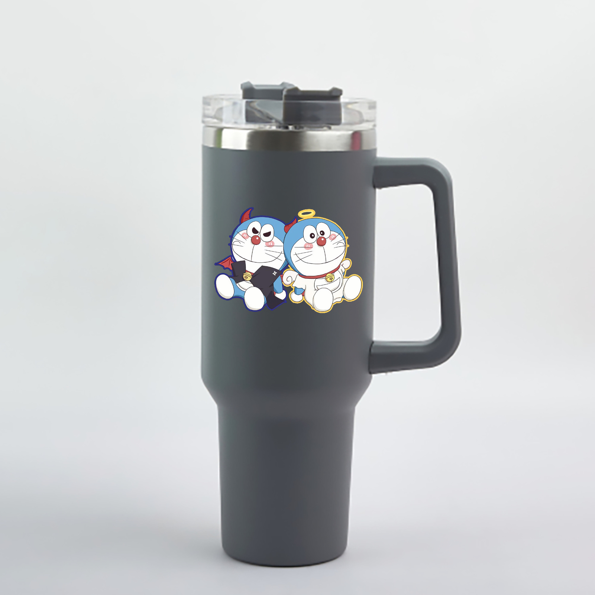 （画像用） ドラえもん Doraemon 1200mL車用タンブラー - クリスタルステッカー（プラスチックストロー付き）