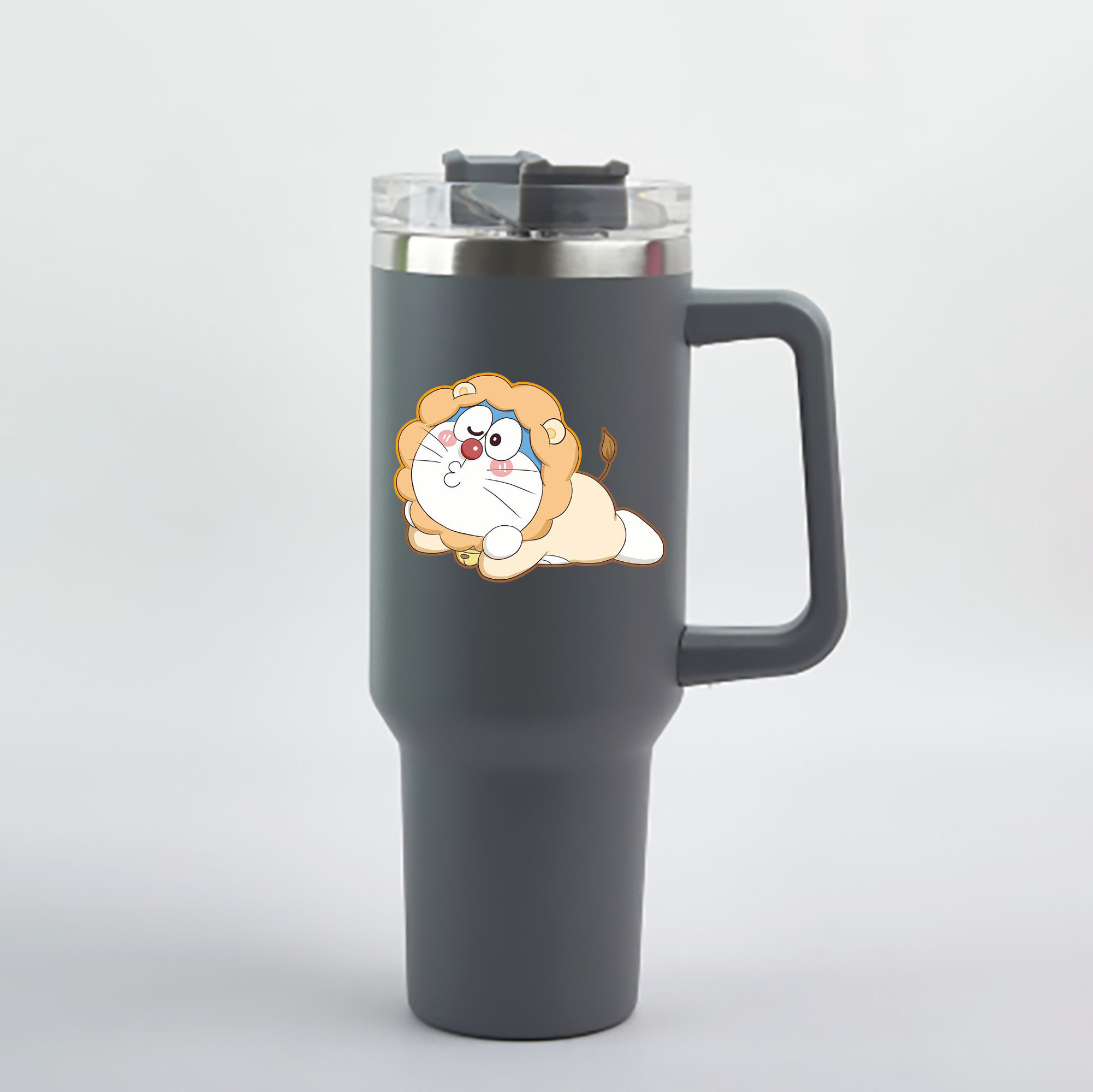 （画像用） ドラえもん Doraemon 1200mL車用タンブラー - クリスタルステッカー（プラスチックストロー付き）
