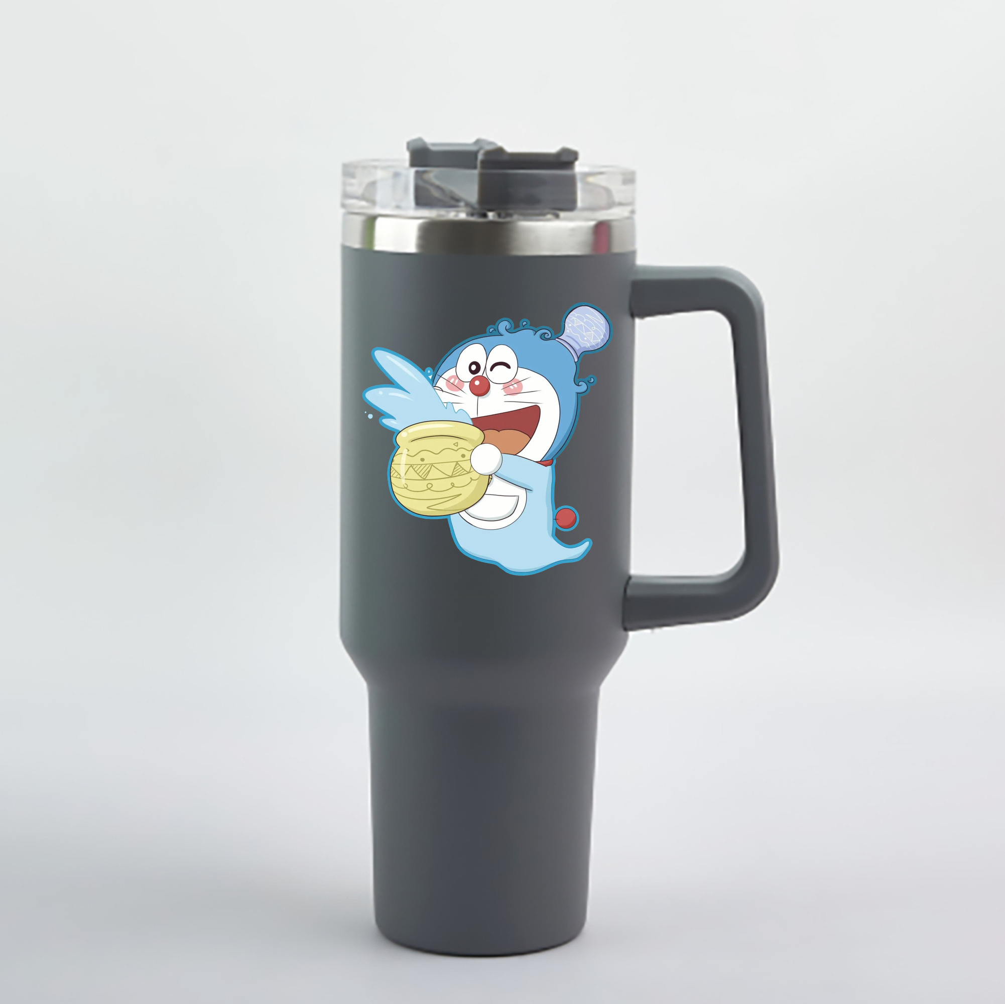 （画像用） ドラえもん Doraemon 1200mL車用タンブラー - クリスタルステッカー（プラスチックストロー付き）