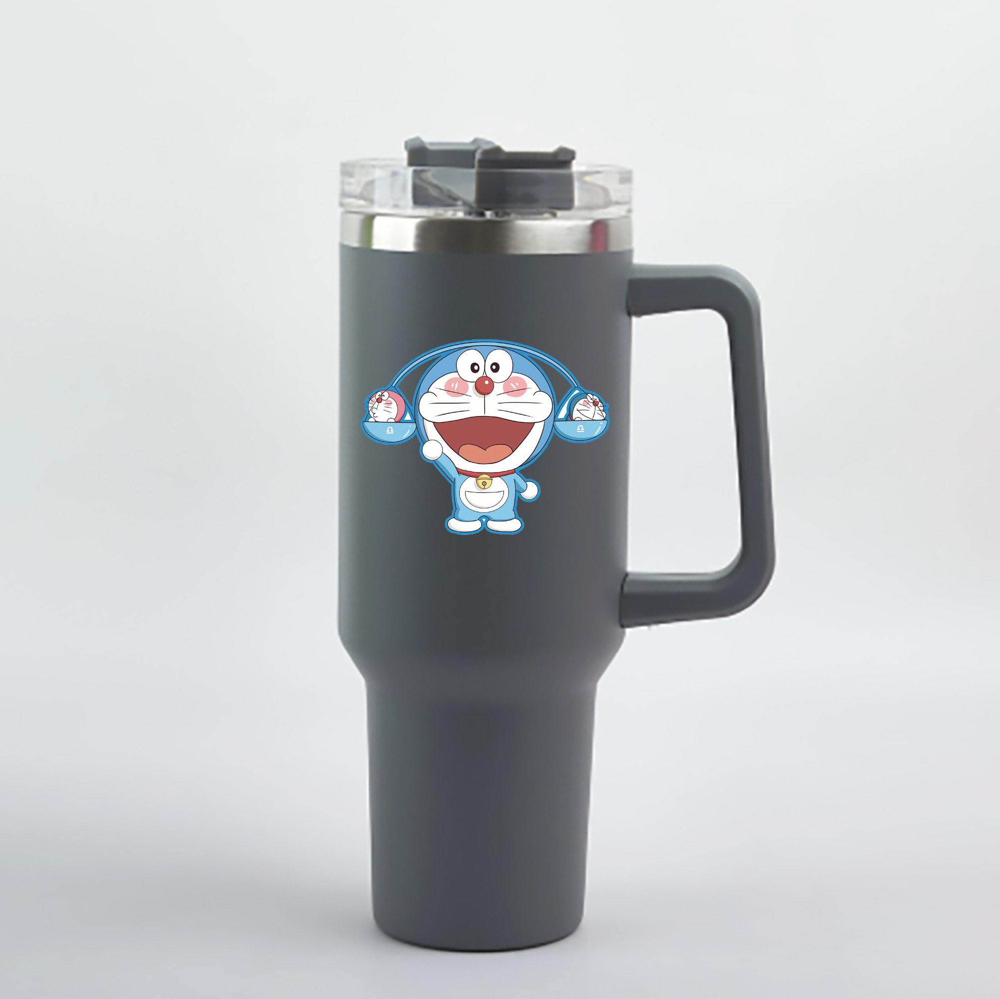 （画像用） ドラえもん Doraemon 1200mL車用タンブラー - クリスタルステッカー（プラスチックストロー付き）