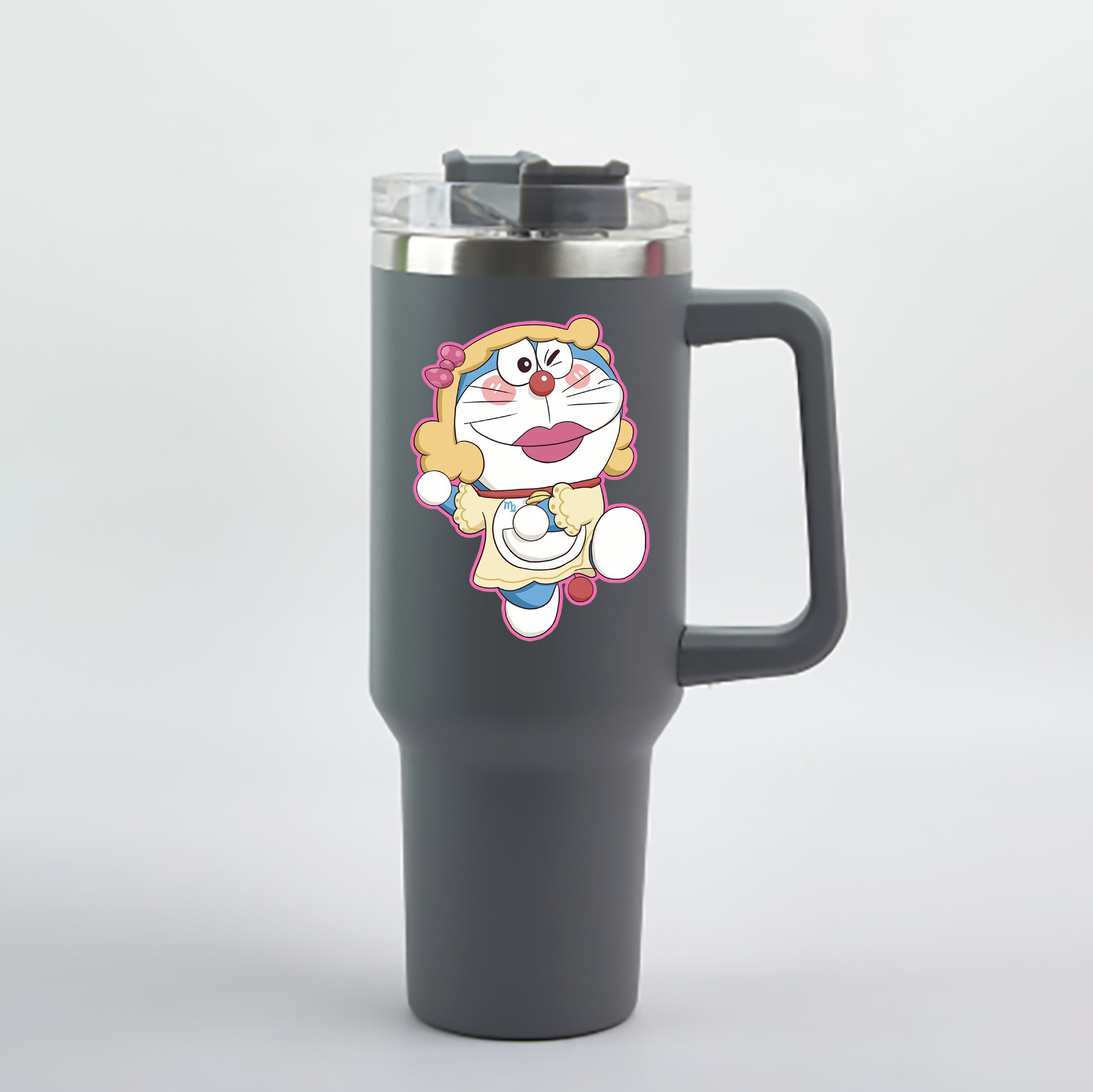 （画像用） ドラえもん Doraemon 1200mL車用タンブラー - クリスタルステッカー（プラスチックストロー付き）