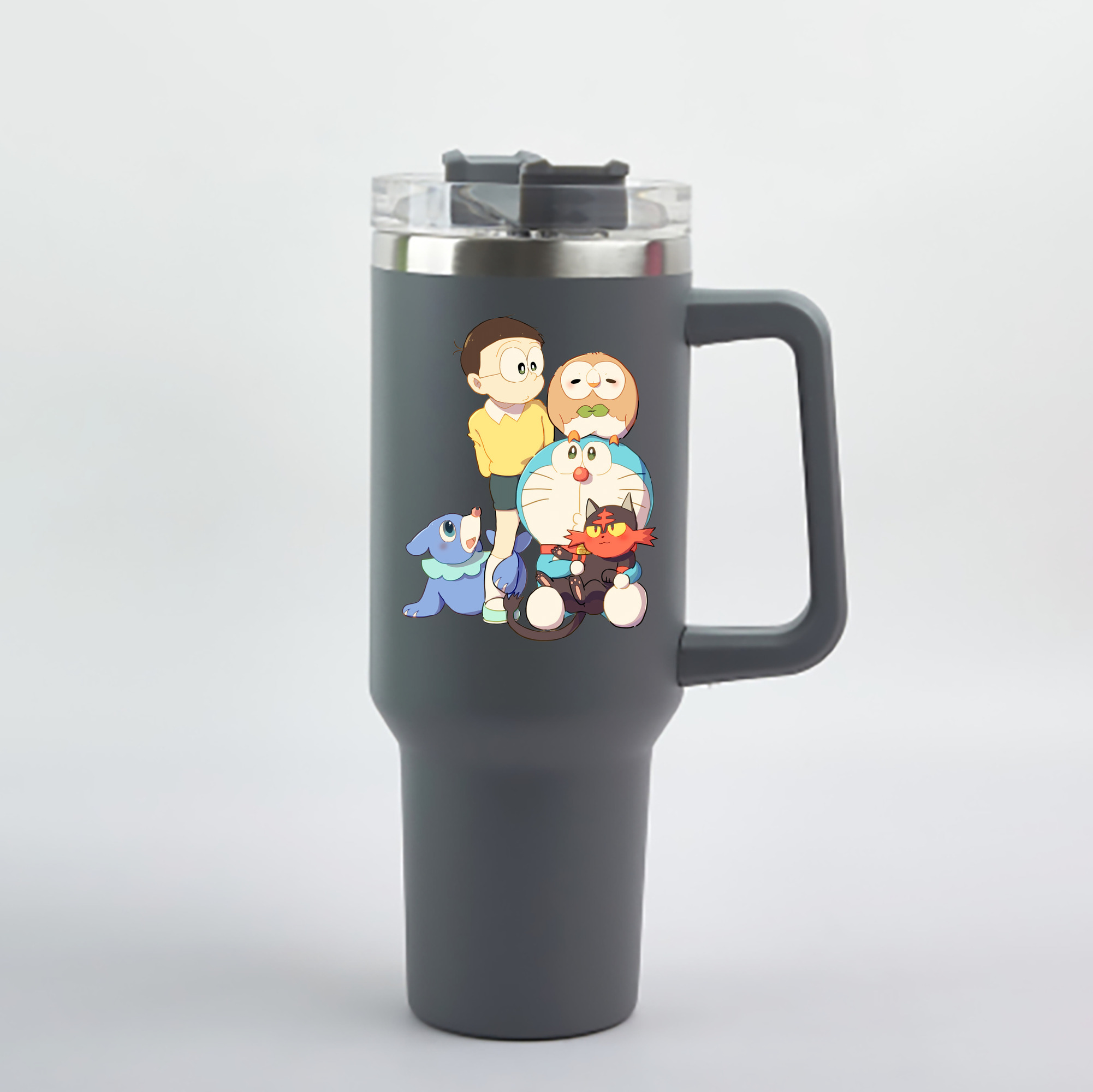 （画像用） ドラえもん Doraemon 1200mL車用タンブラー - クリスタルステッカー（プラスチックストロー付き）