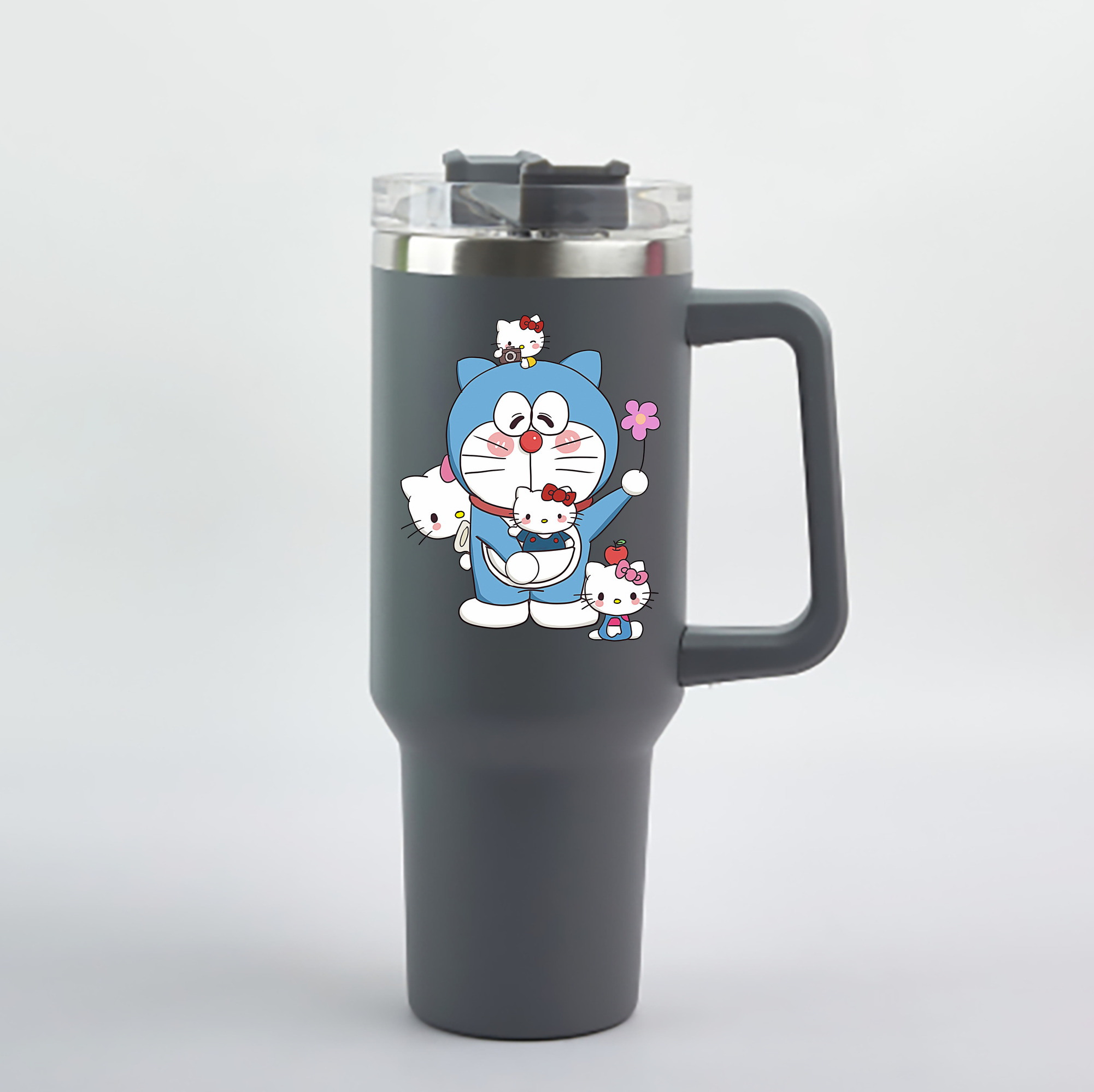 （画像用） ドラえもん Doraemon 1200mL車用タンブラー - クリスタルステッカー（プラスチックストロー付き）
