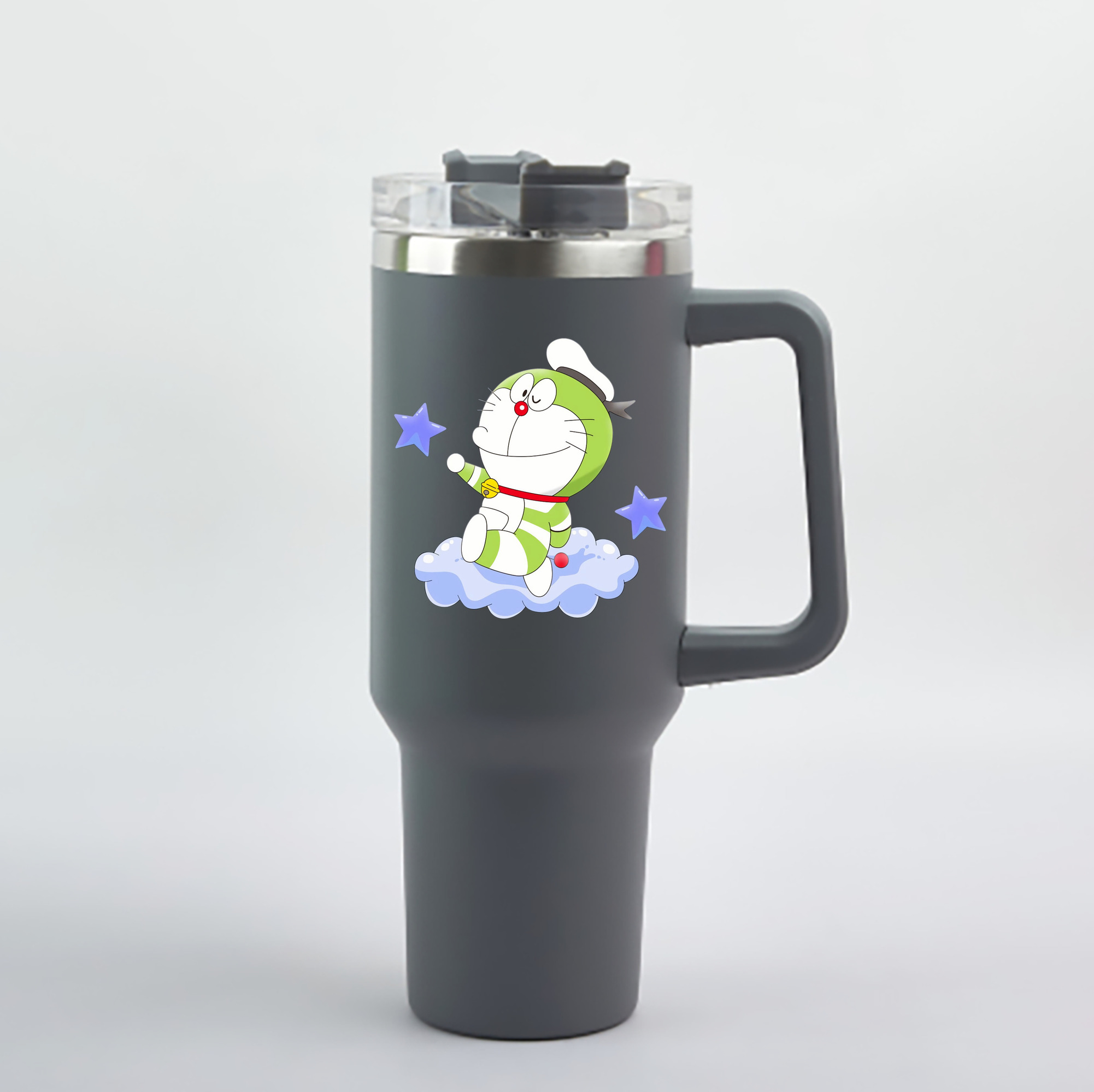 （画像用） ドラえもん Doraemon 1200mL車用タンブラー - クリスタルステッカー（プラスチックストロー付き）