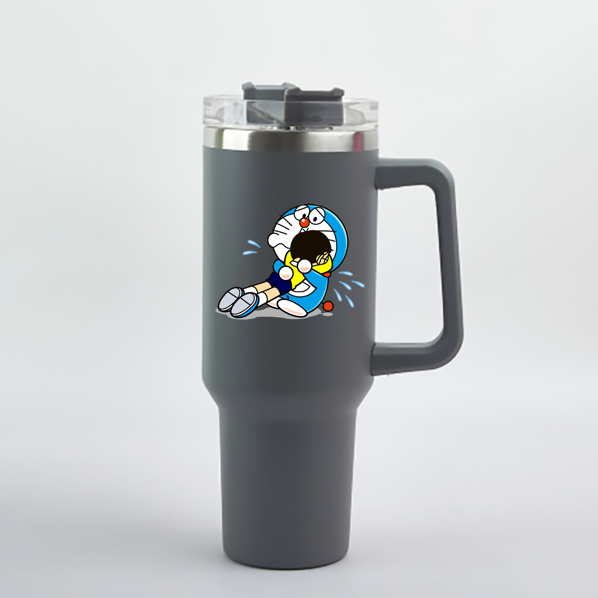 （画像用） ドラえもん Doraemon 1200mL車用タンブラー - クリスタルステッカー（プラスチックストロー付き）
