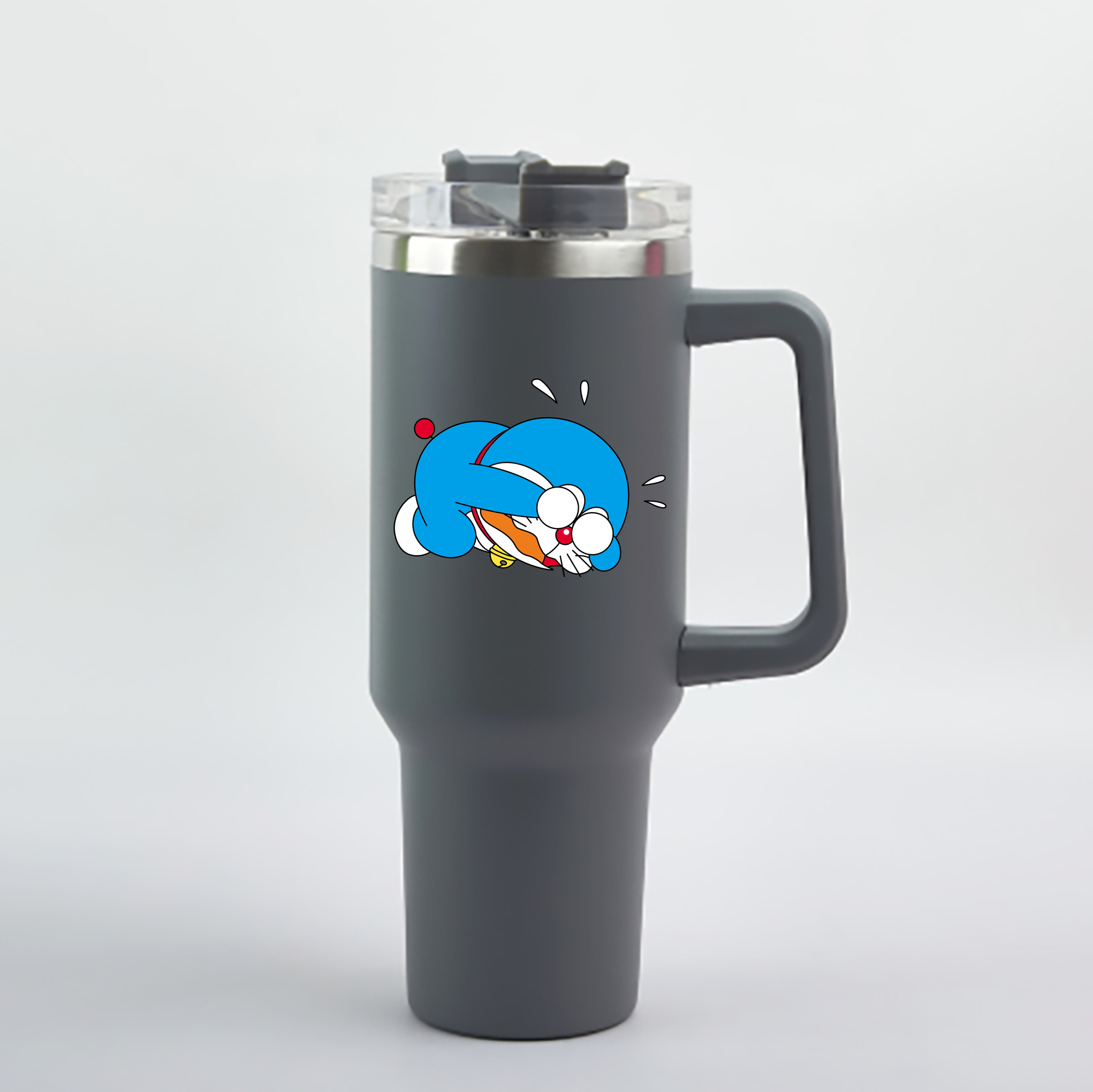 （画像用） ドラえもん Doraemon 1200mL車用タンブラー - クリスタルステッカー（プラスチックストロー付き）