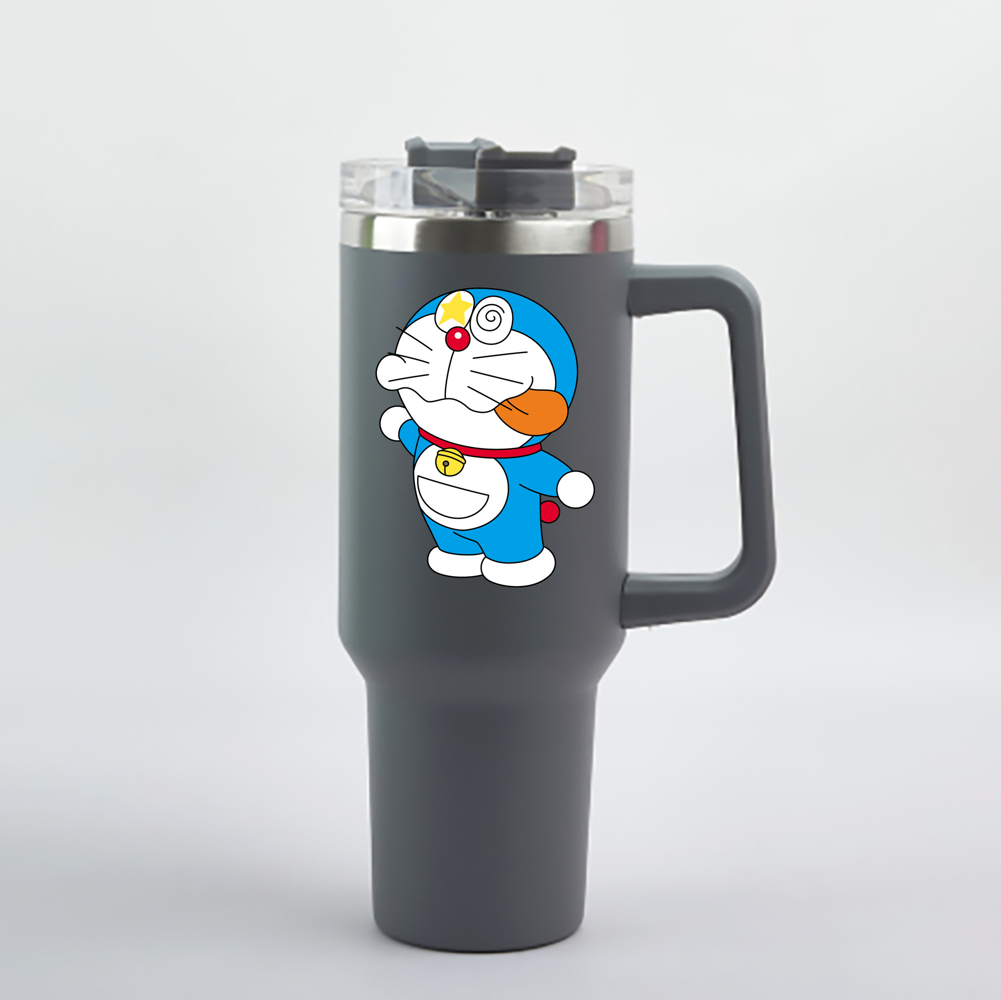 （画像用） ドラえもん Doraemon 1200mL車用タンブラー - クリスタルステッカー（プラスチックストロー付き）