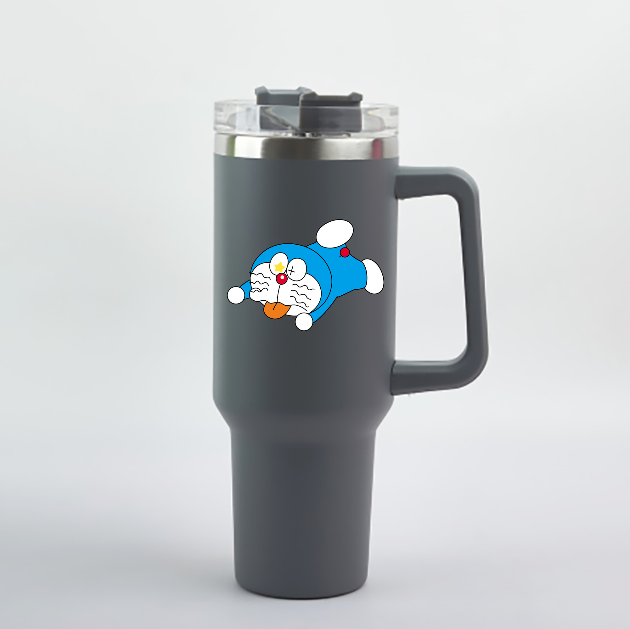（画像用） ドラえもん Doraemon 1200mL車用タンブラー - クリスタルステッカー（プラスチックストロー付き）