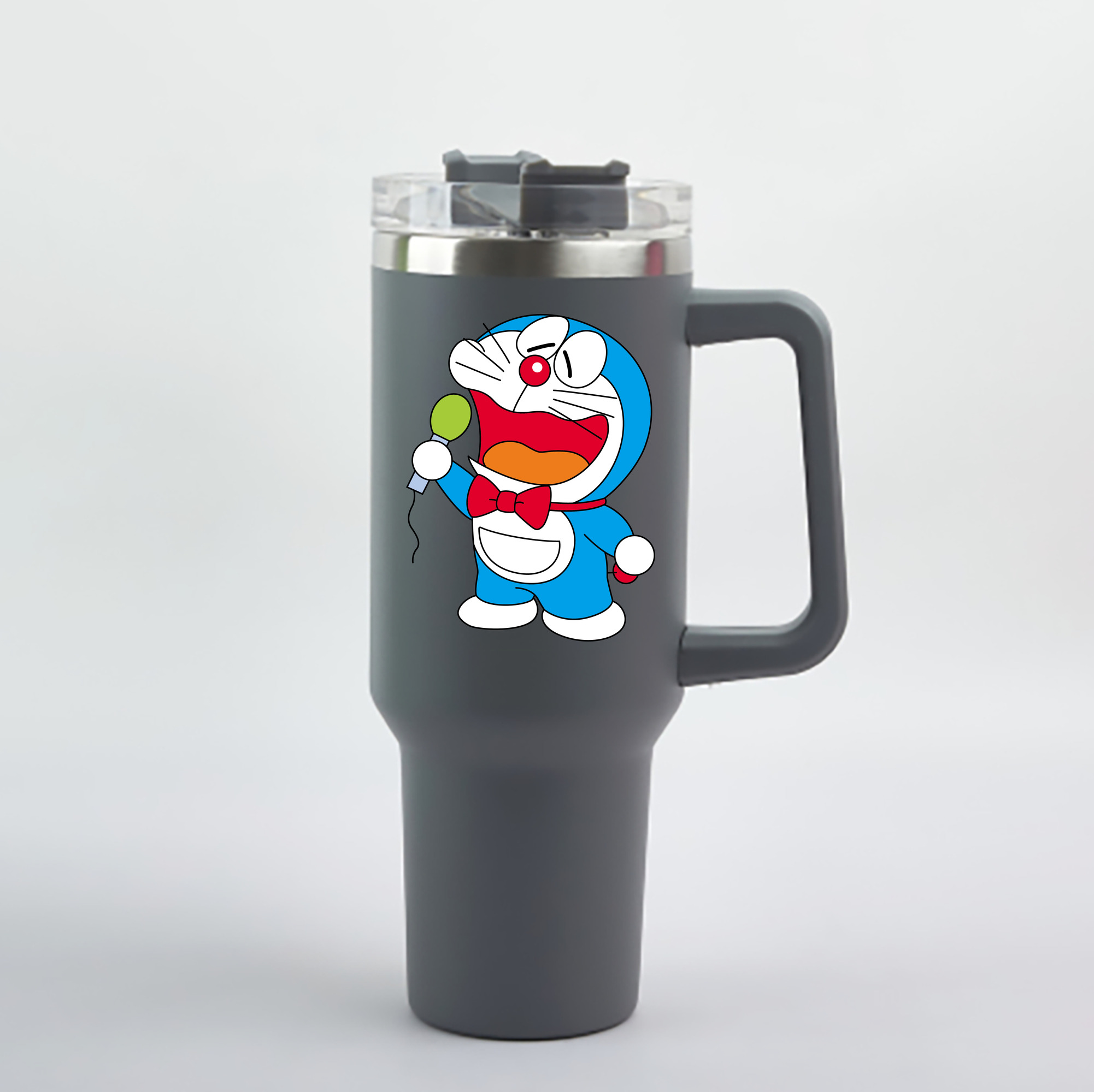（画像用） ドラえもん Doraemon 1200mL車用タンブラー - クリスタルステッカー（プラスチックストロー付き）