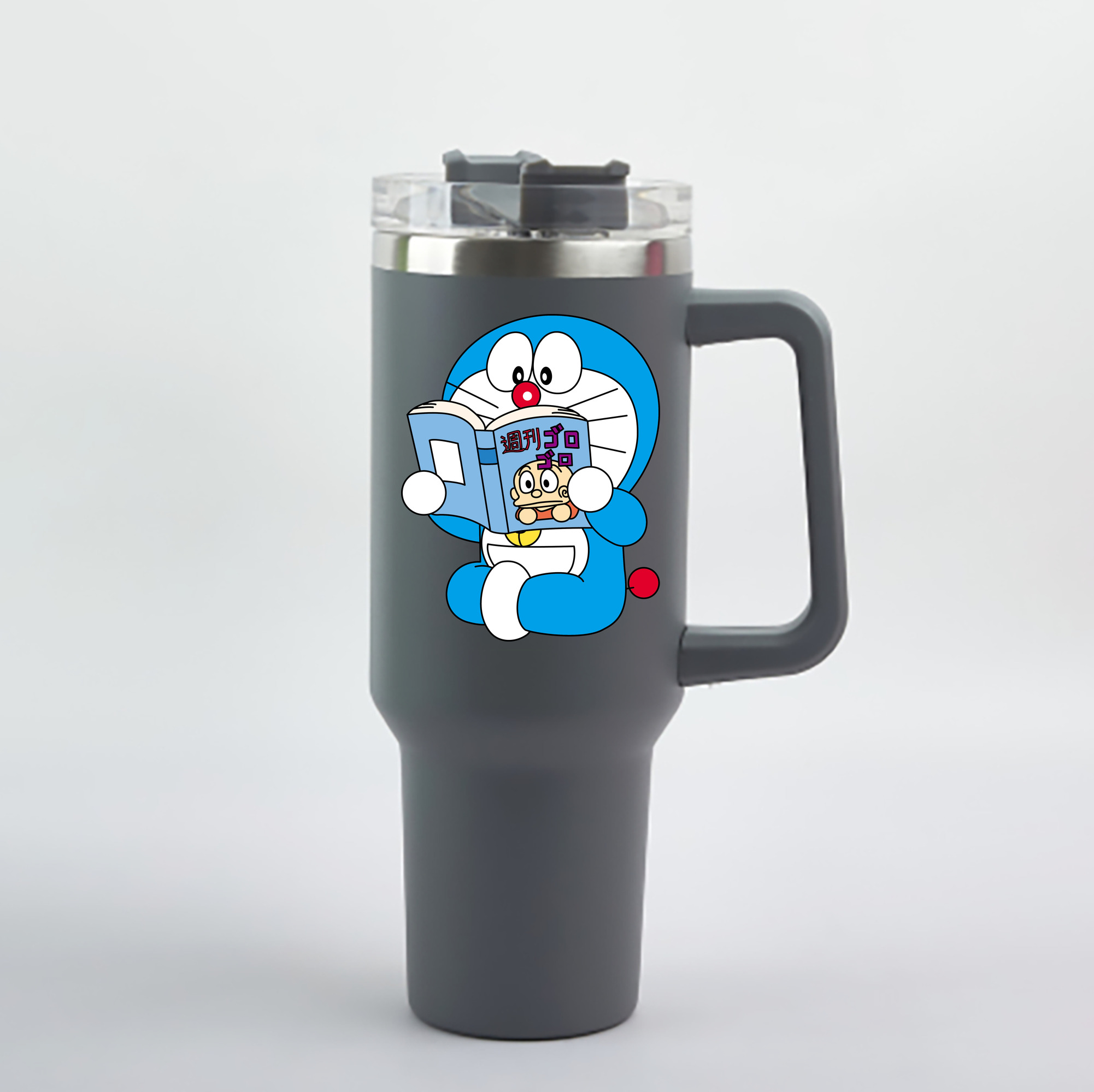 （画像用） ドラえもん Doraemon 1200mL車用タンブラー - クリスタルステッカー（プラスチックストロー付き）
