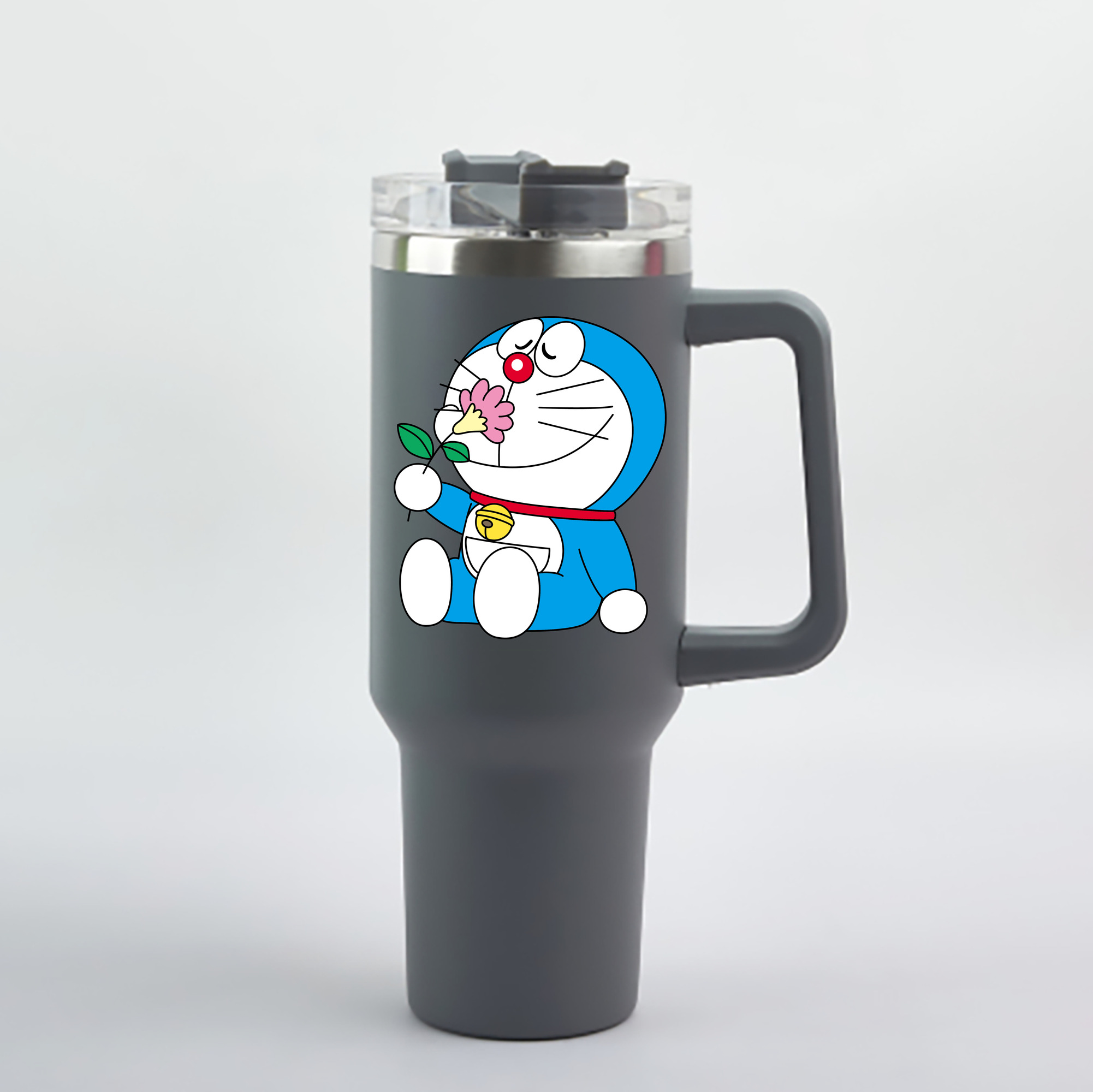 （画像用） ドラえもん Doraemon 1200mL車用タンブラー - クリスタルステッカー（プラスチックストロー付き）