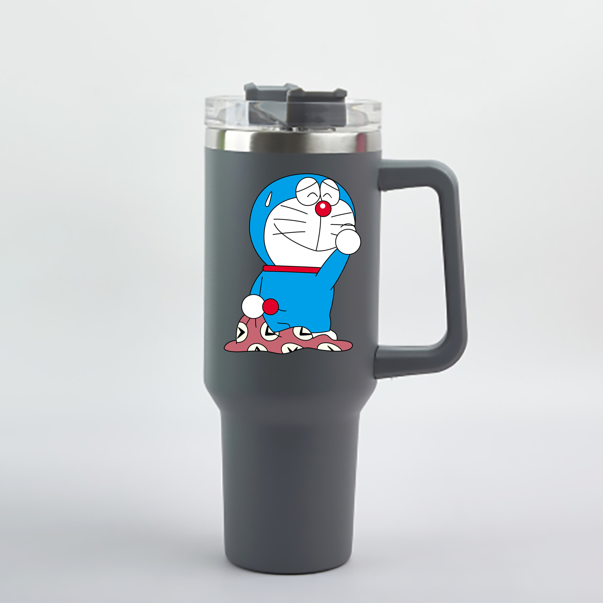 （画像用） ドラえもん Doraemon 1200mL車用タンブラー - クリスタルステッカー（プラスチックストロー付き）