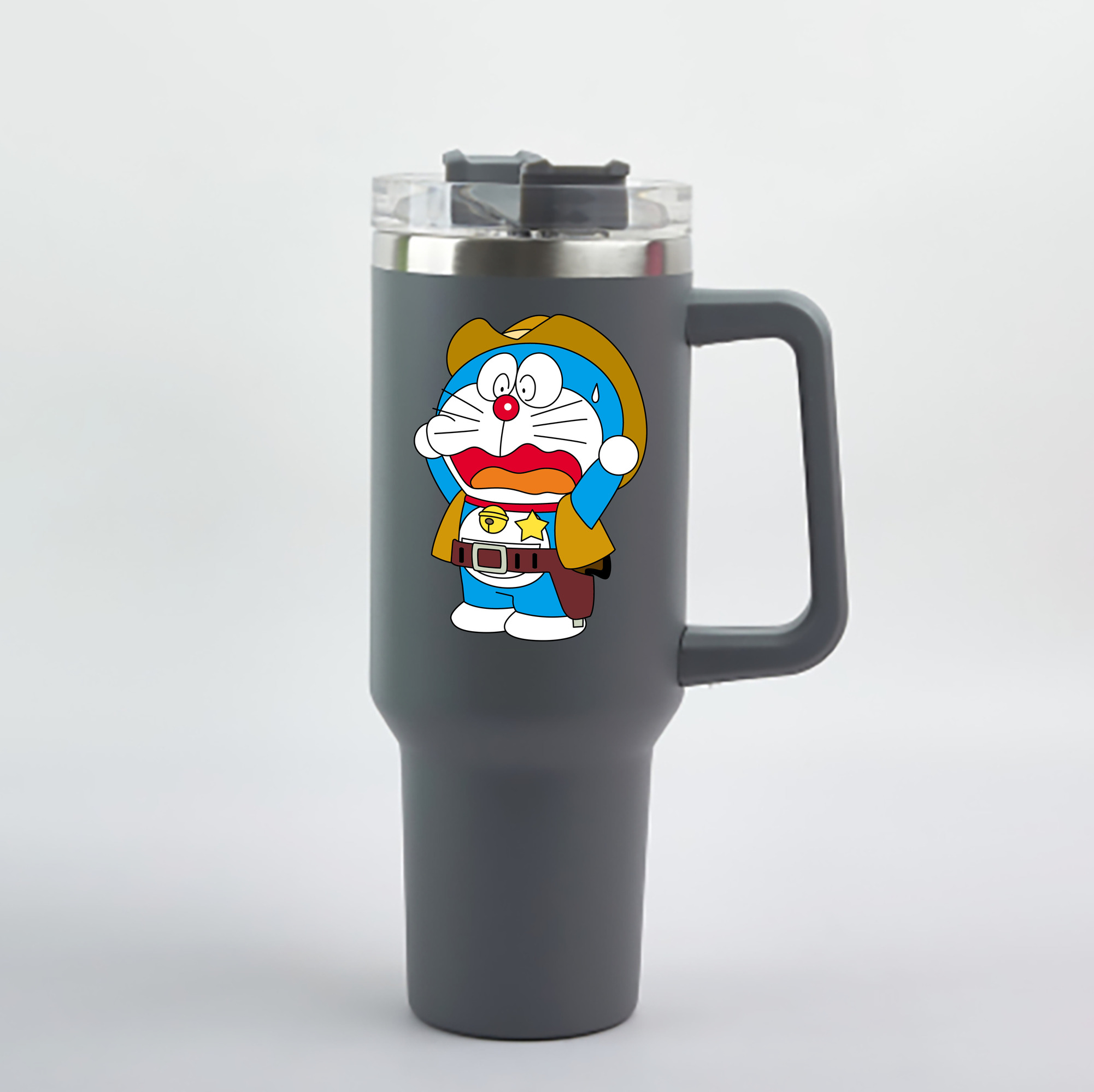 （画像用） ドラえもん Doraemon 1200mL車用タンブラー - クリスタルステッカー（プラスチックストロー付き）
