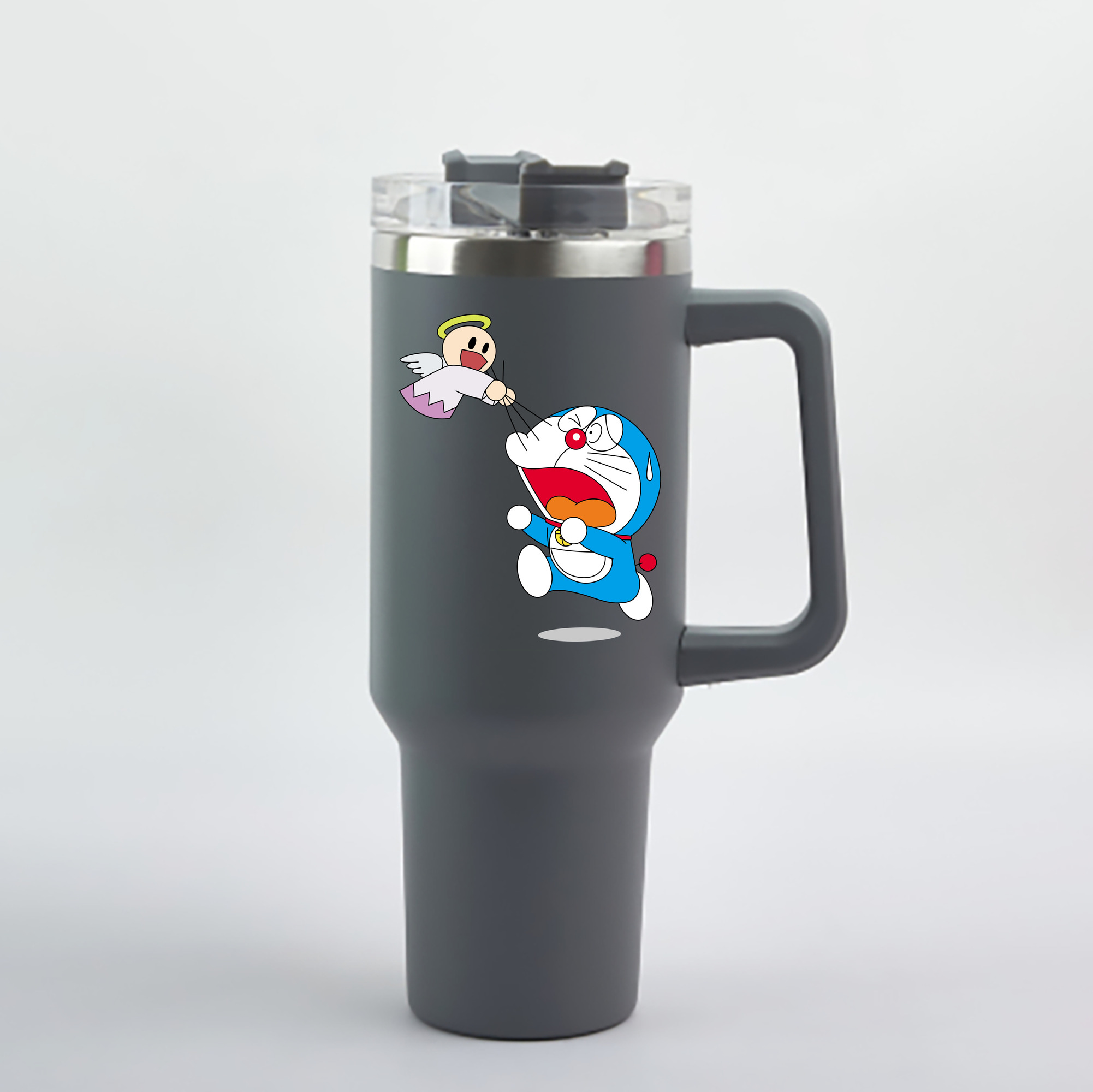 （画像用） ドラえもん Doraemon 1200mL車用タンブラー - クリスタルステッカー（プラスチックストロー付き）