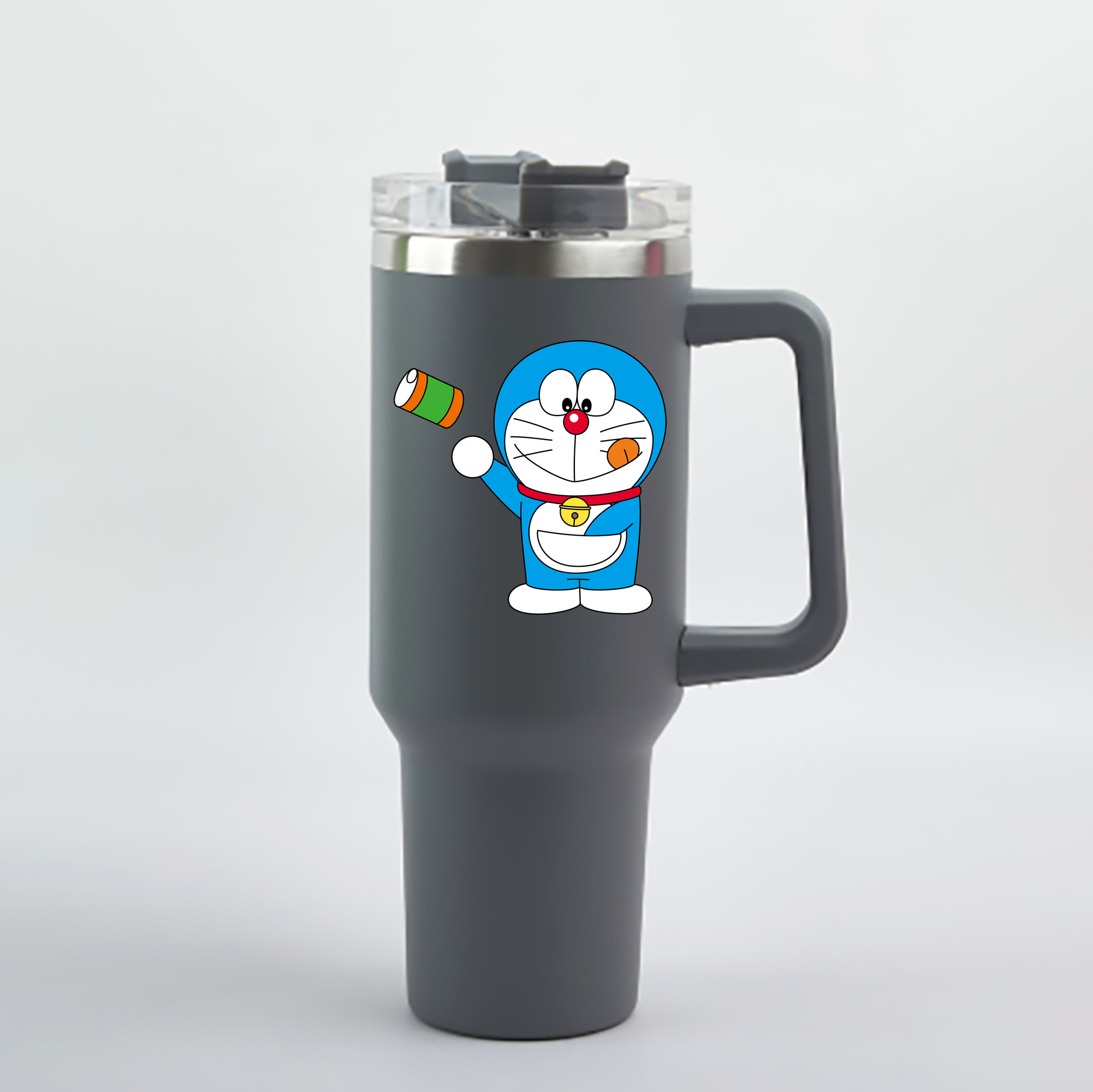 （画像用） ドラえもん Doraemon 1200mL車用タンブラー - クリスタルステッカー（プラスチックストロー付き）