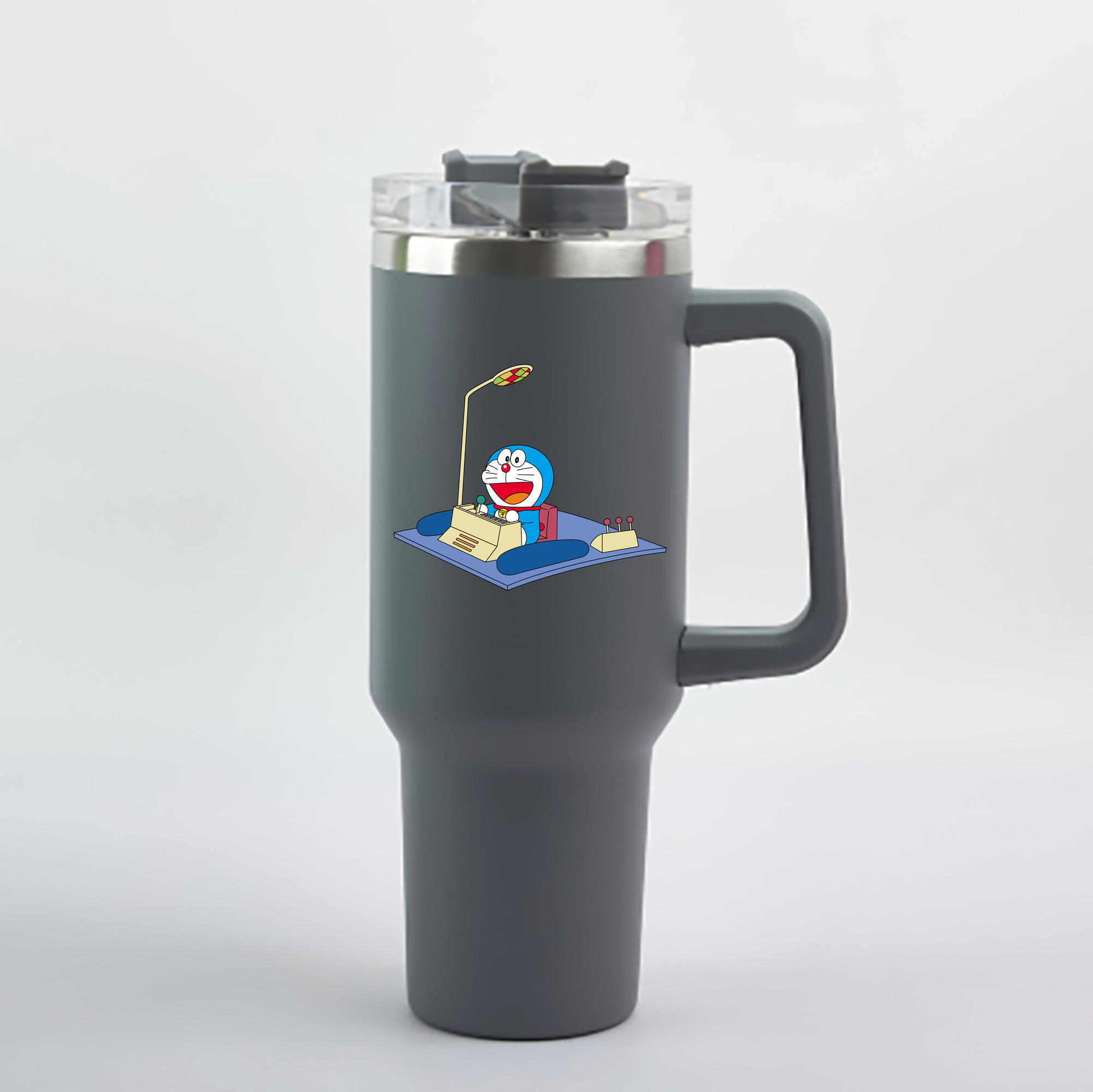 （画像用） ドラえもん Doraemon 1200mL車用タンブラー - クリスタルステッカー（プラスチックストロー付き）