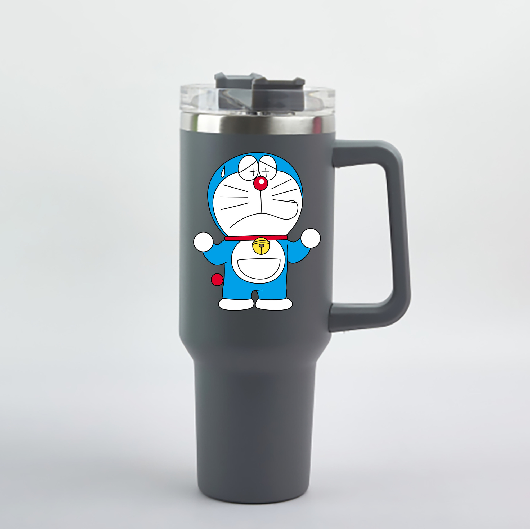 （画像用） ドラえもん Doraemon 1200mL車用タンブラー - クリスタルステッカー（プラスチックストロー付き）
