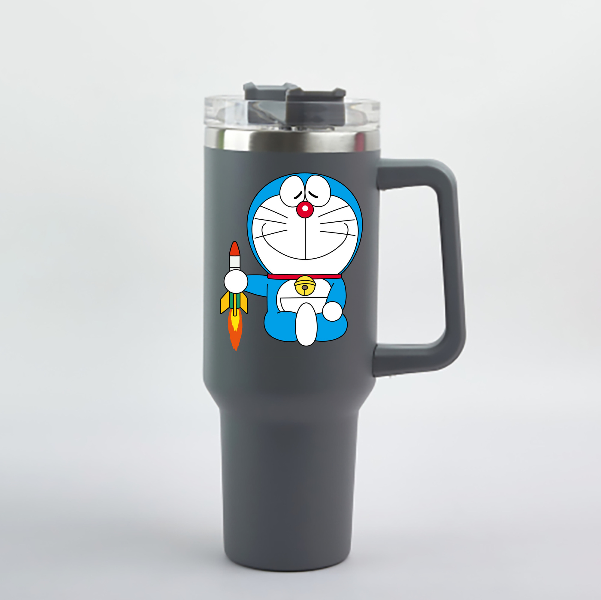 （画像用） ドラえもん Doraemon 1200mL車用タンブラー - クリスタルステッカー（プラスチックストロー付き）