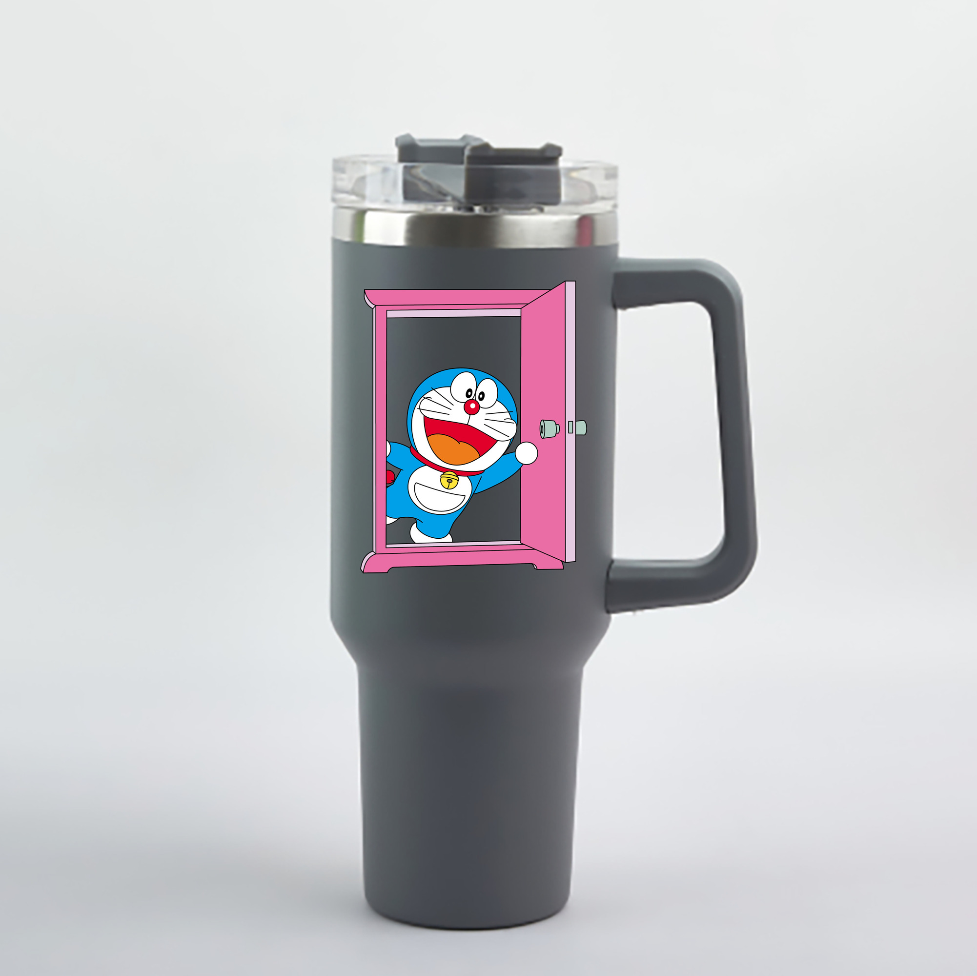 （画像用） ドラえもん Doraemon 1200mL車用タンブラー - クリスタルステッカー（プラスチックストロー付き）