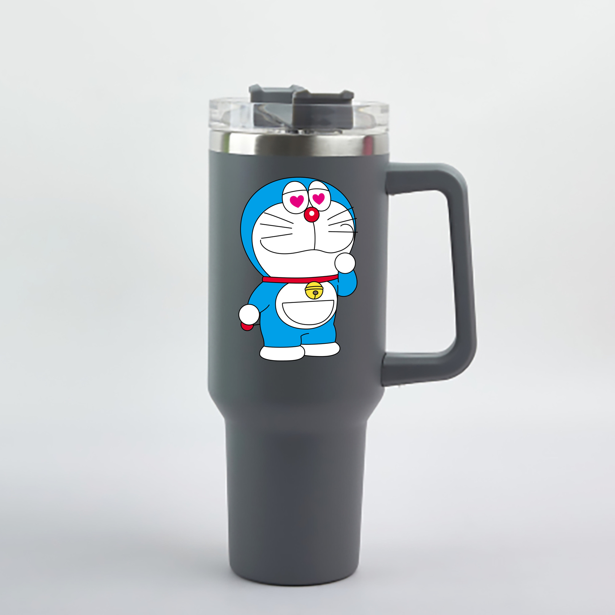 （画像用） ドラえもん Doraemon 1200mL車用タンブラー - クリスタルステッカー（プラスチックストロー付き）