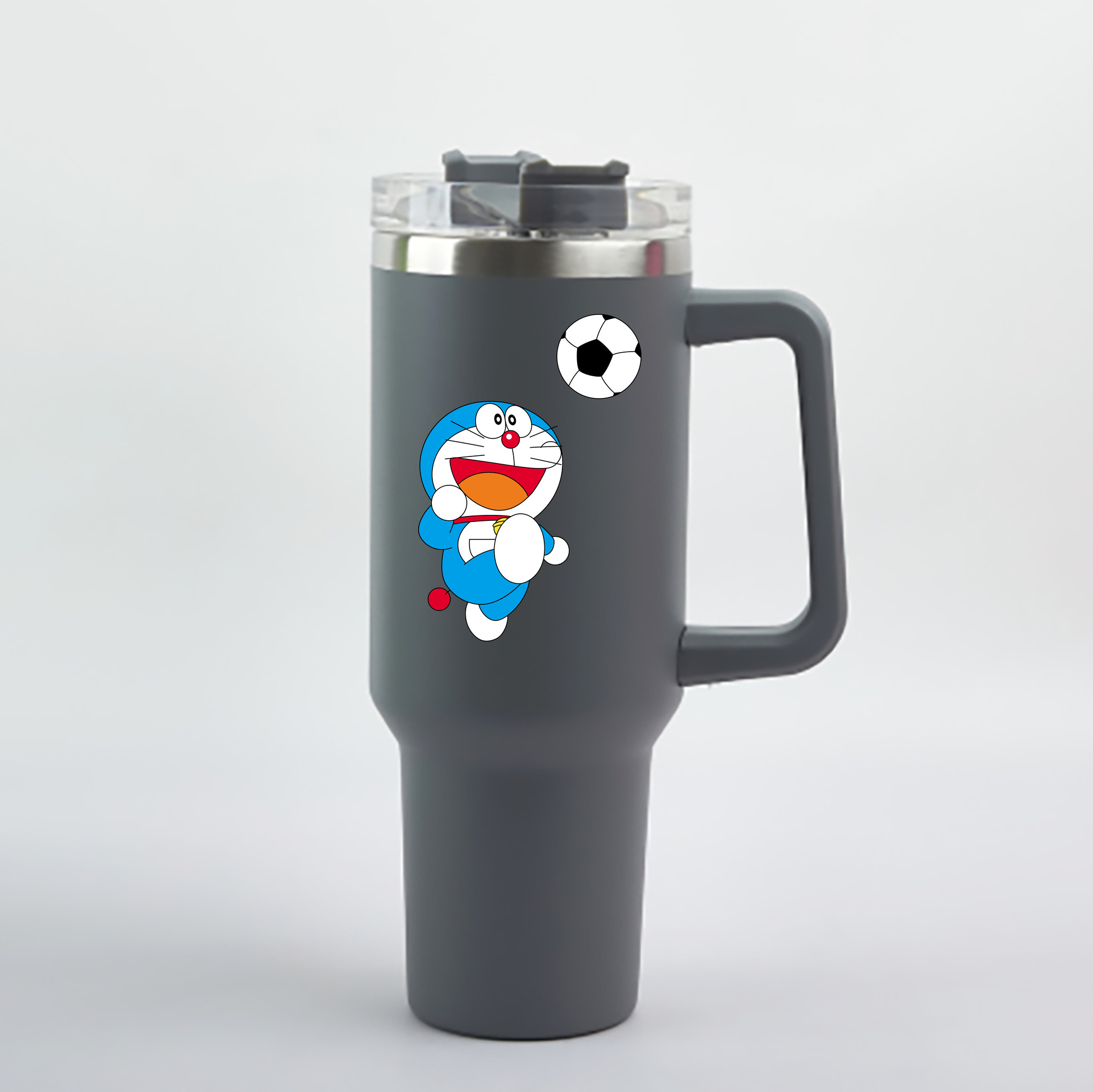（画像用） ドラえもん Doraemon 1200mL車用タンブラー - クリスタルステッカー（プラスチックストロー付き）