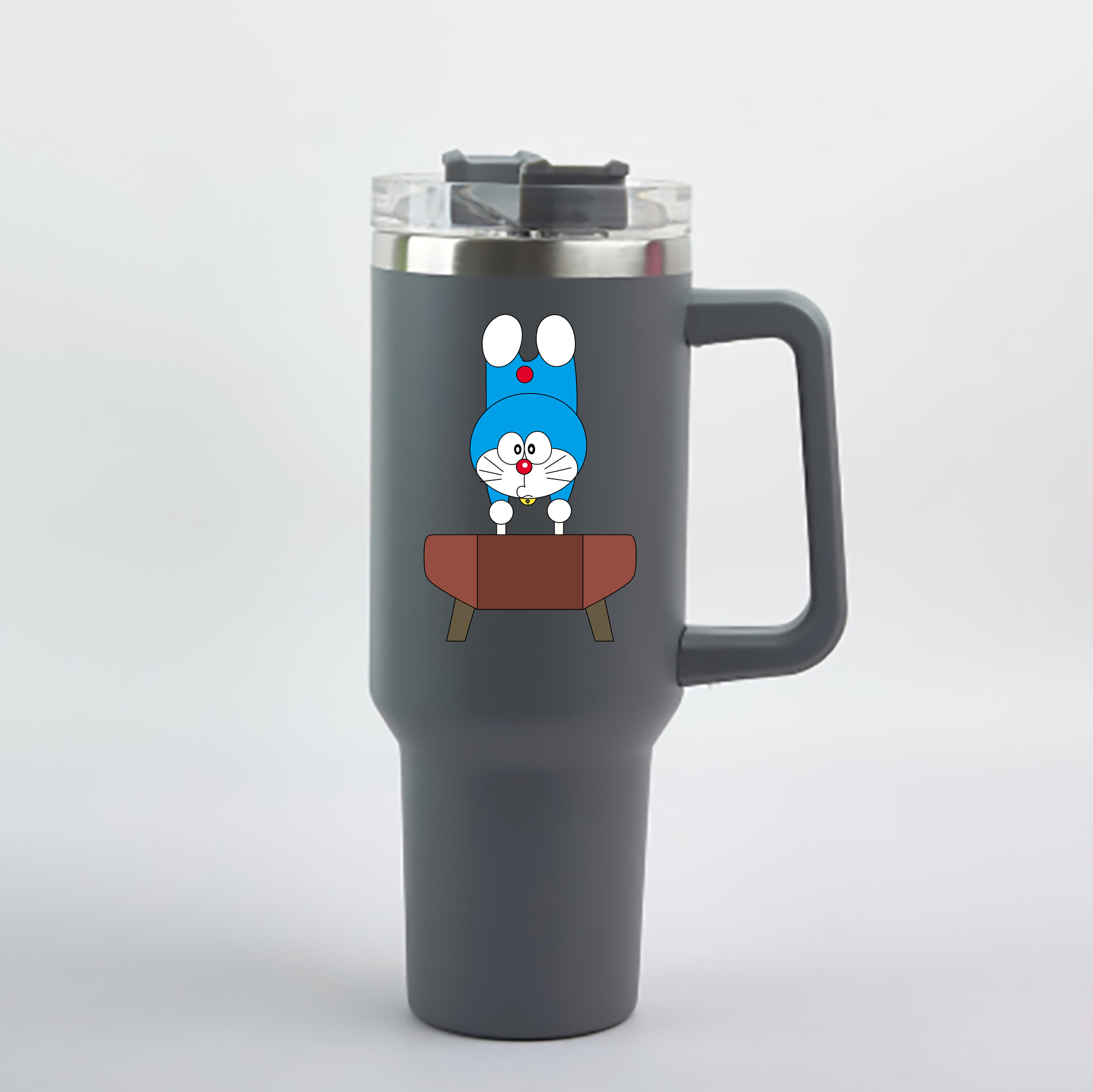 （画像用） ドラえもん Doraemon 1200mL車用タンブラー - クリスタルステッカー（プラスチックストロー付き）