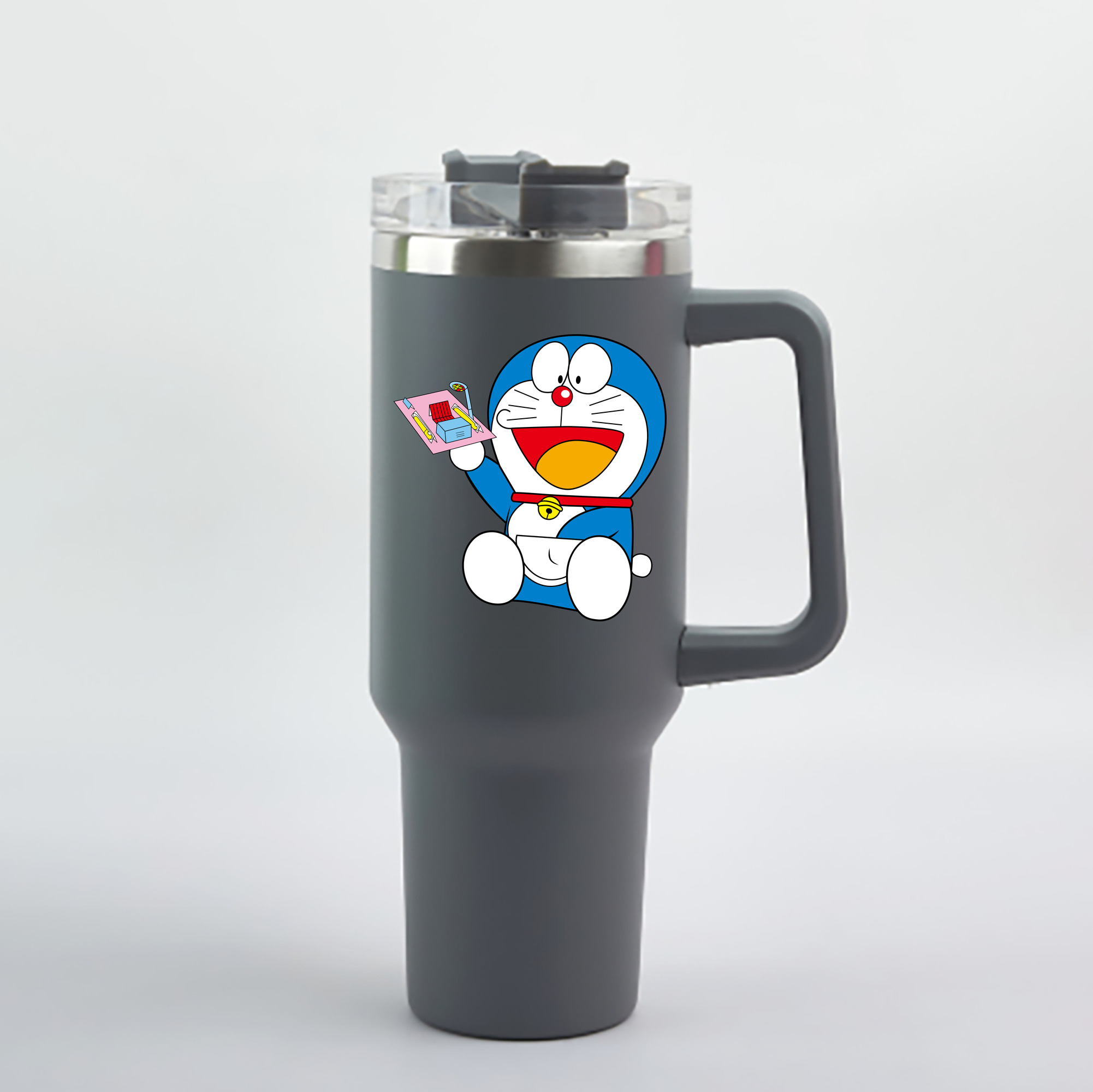（画像用） ドラえもん Doraemon 1200mL車用タンブラー - クリスタルステッカー（プラスチックストロー付き）