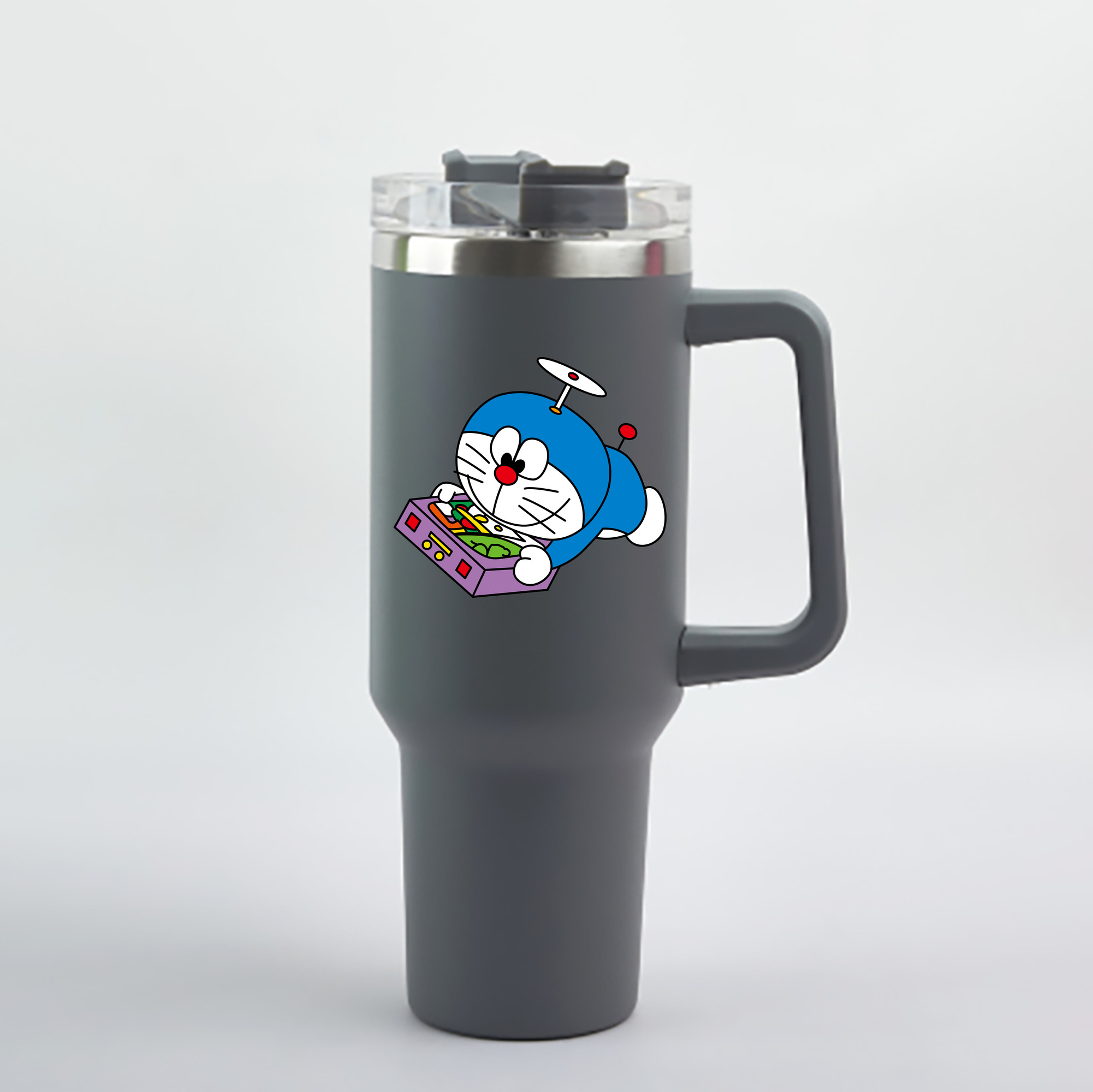 （画像用） ドラえもん Doraemon 1200mL車用タンブラー - クリスタルステッカー（プラスチックストロー付き）