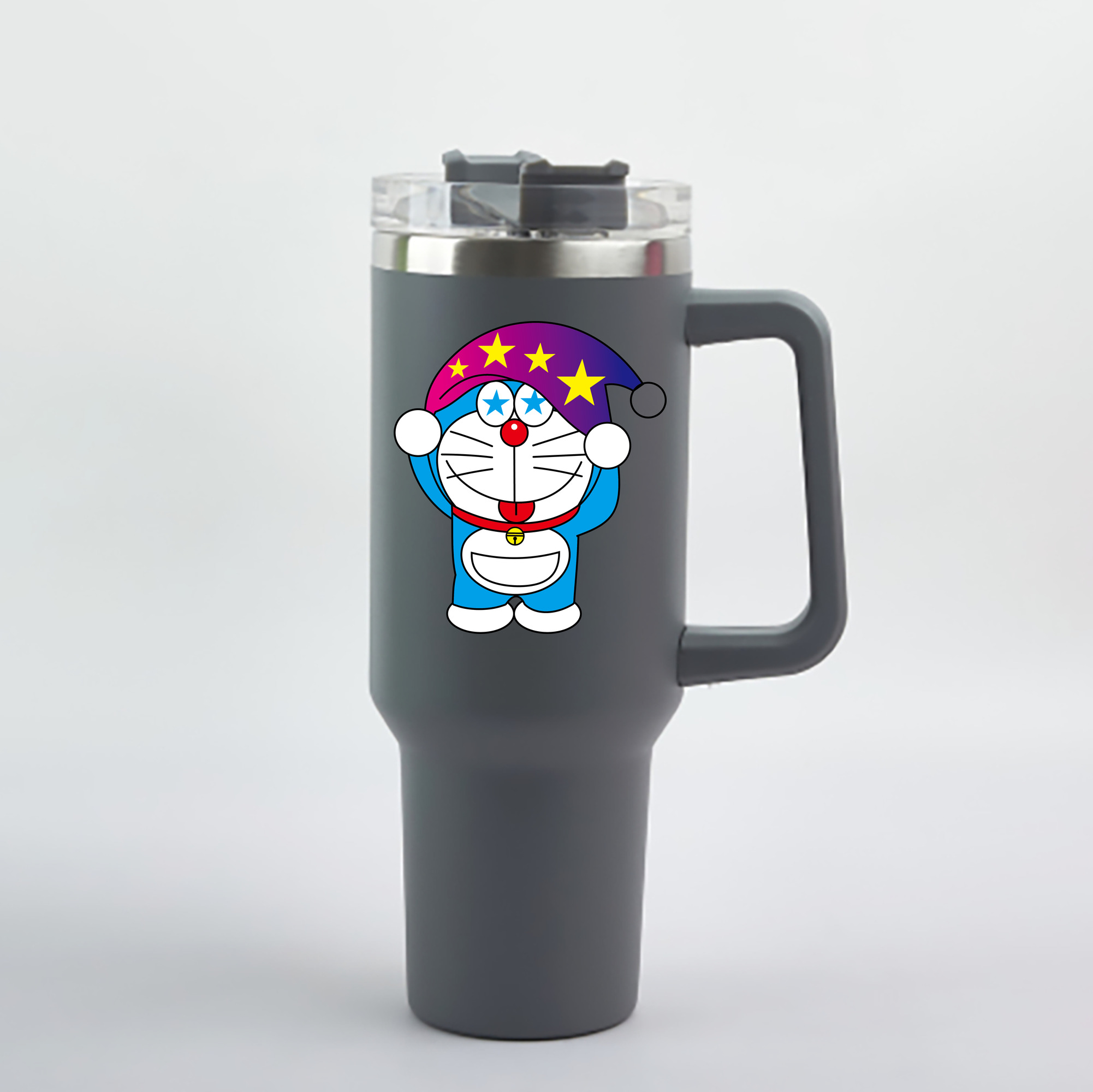 （画像用） ドラえもん Doraemon 1200mL車用タンブラー - クリスタルステッカー（プラスチックストロー付き）