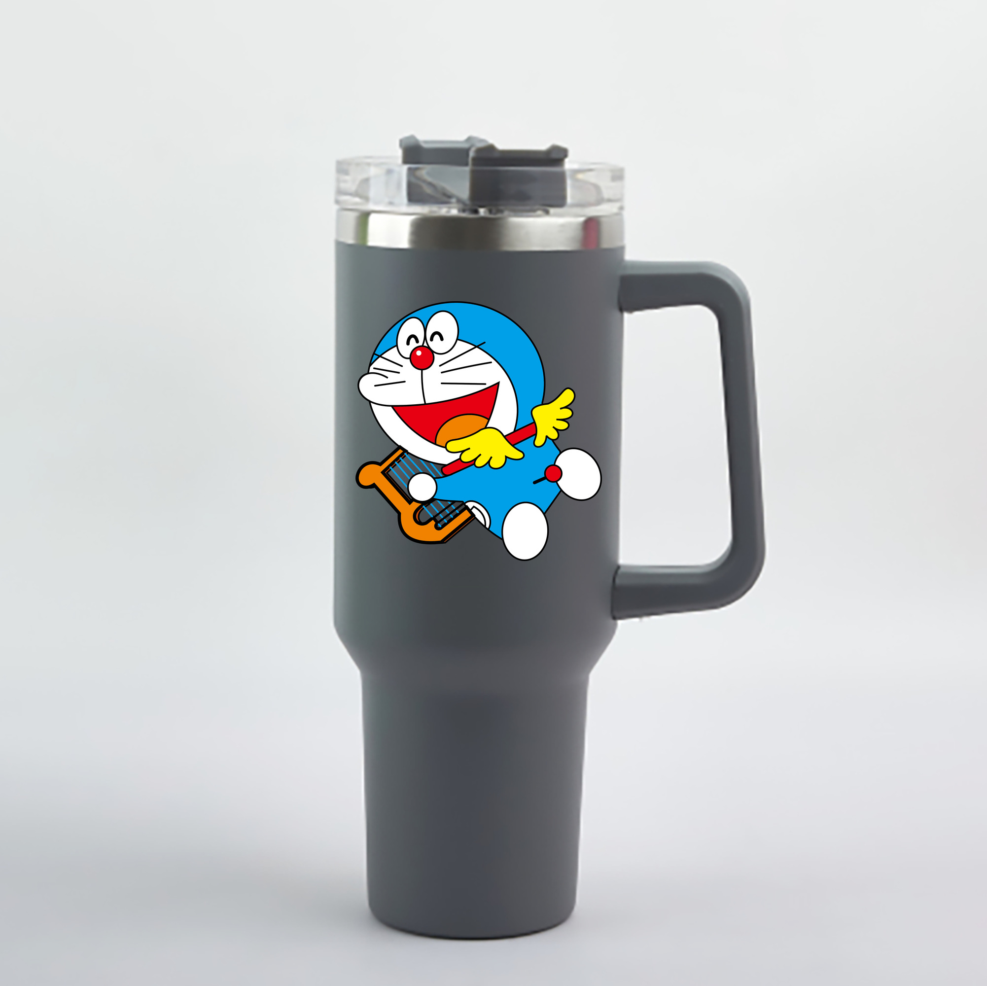 （画像用） ドラえもん Doraemon 1200mL車用タンブラー - クリスタルステッカー（プラスチックストロー付き）