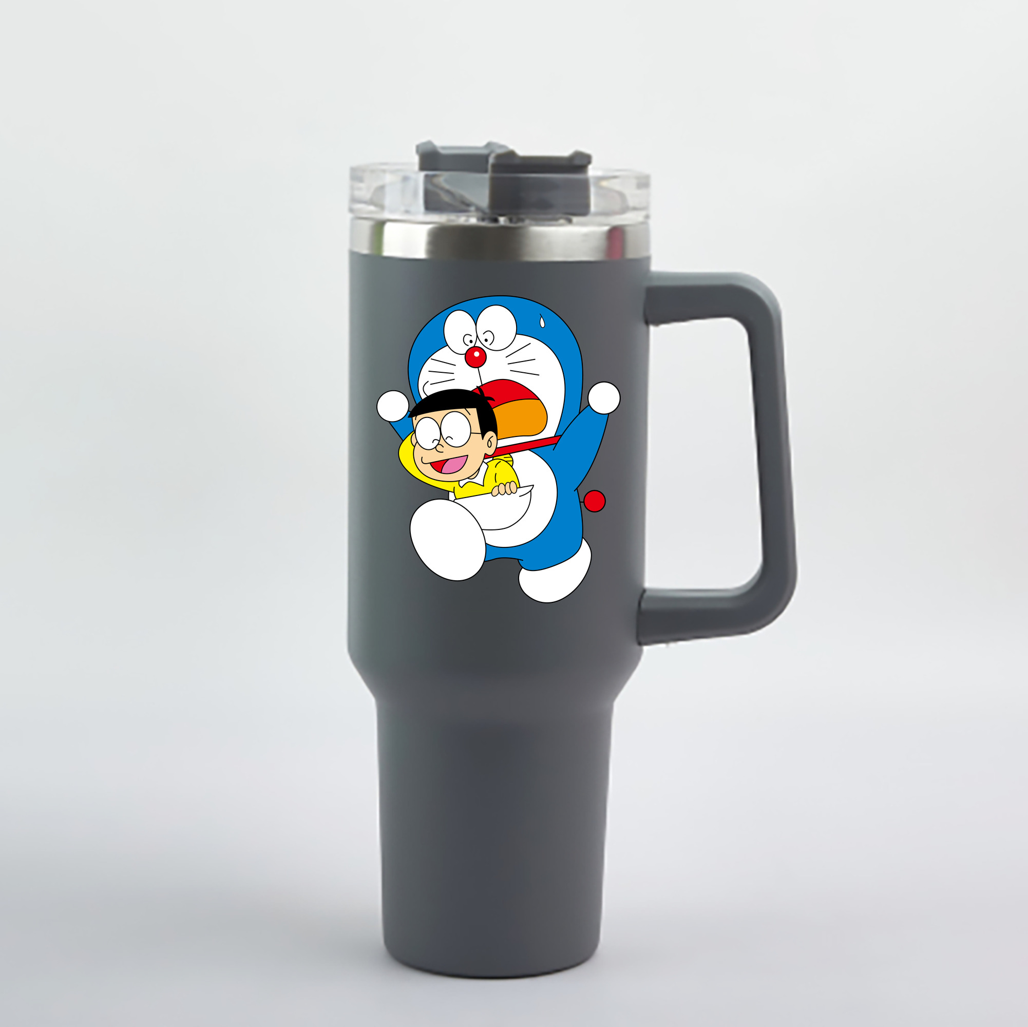 （画像用） ドラえもん Doraemon 1200mL車用タンブラー - クリスタルステッカー（プラスチックストロー付き）