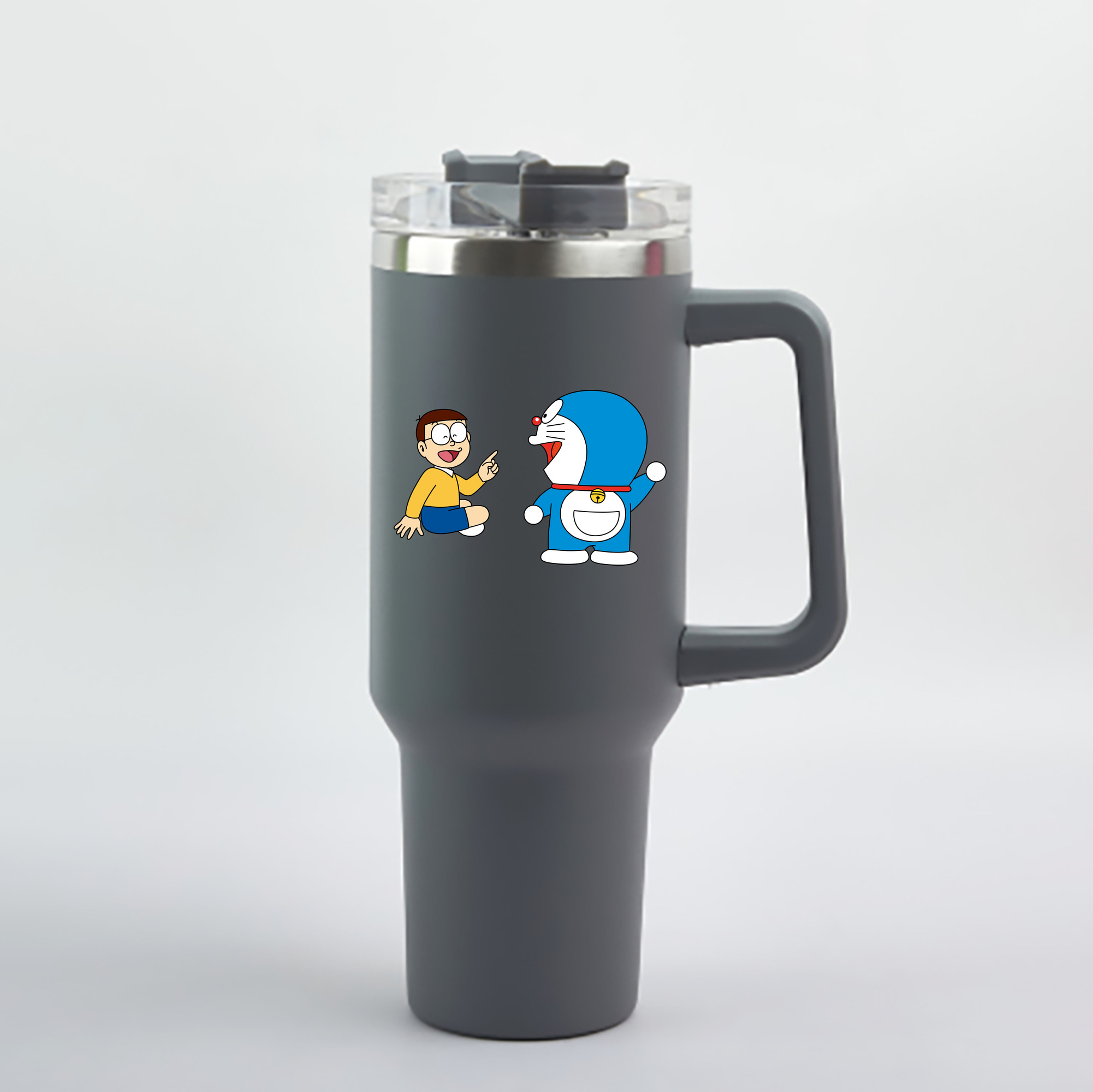 （画像用） ドラえもん Doraemon 1200mL車用タンブラー - クリスタルステッカー（プラスチックストロー付き）