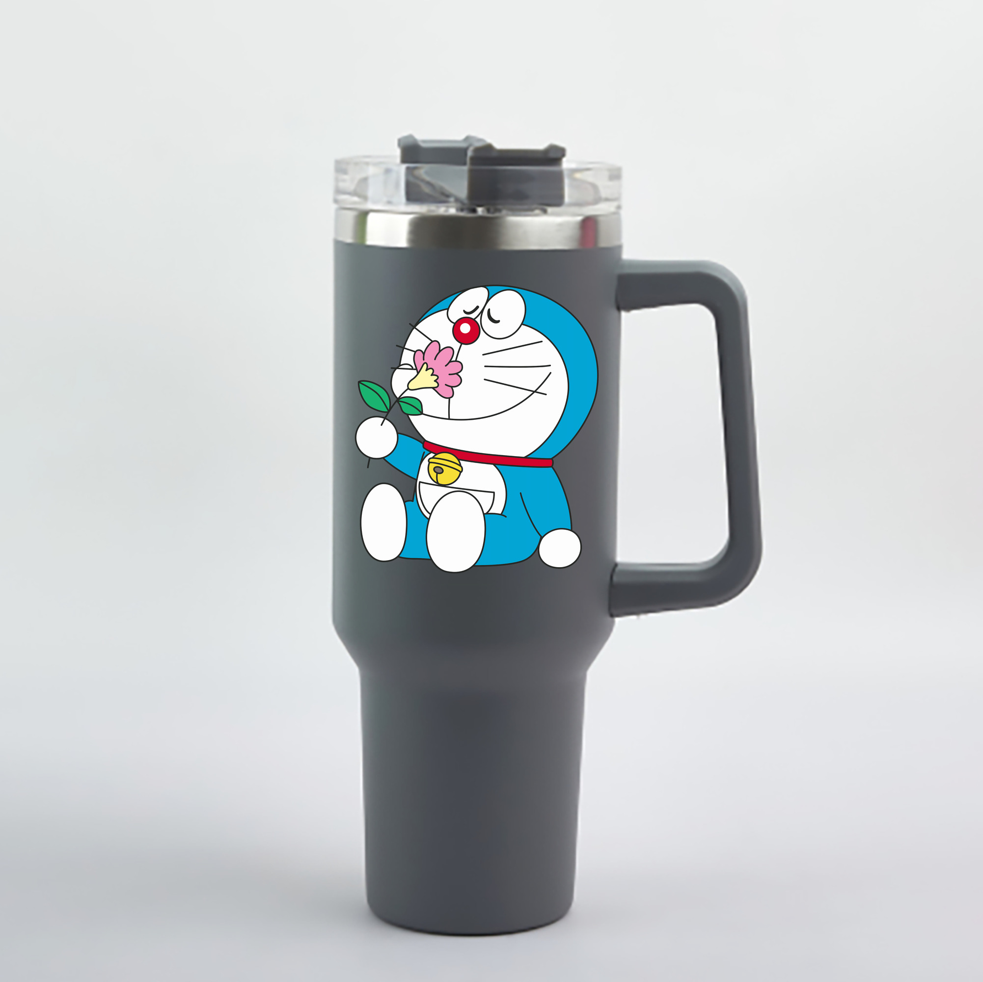 （画像用） ドラえもん Doraemon 1200mL車用タンブラー - クリスタルステッカー（プラスチックストロー付き）