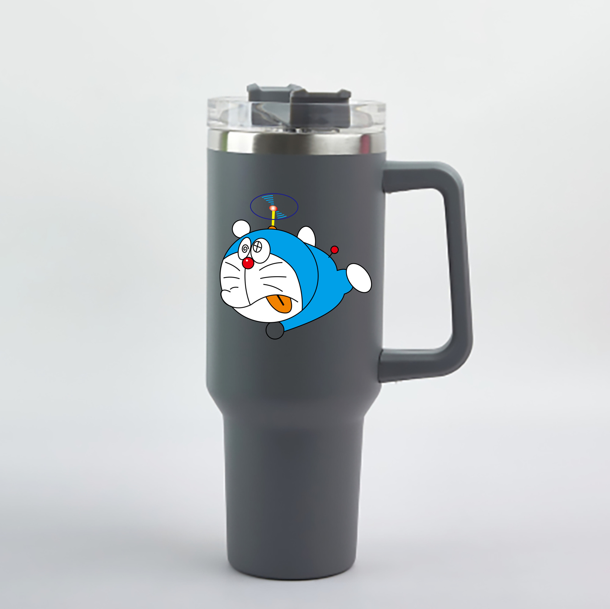 （画像用） ドラえもん Doraemon 1200mL車用タンブラー - クリスタルステッカー（プラスチックストロー付き）